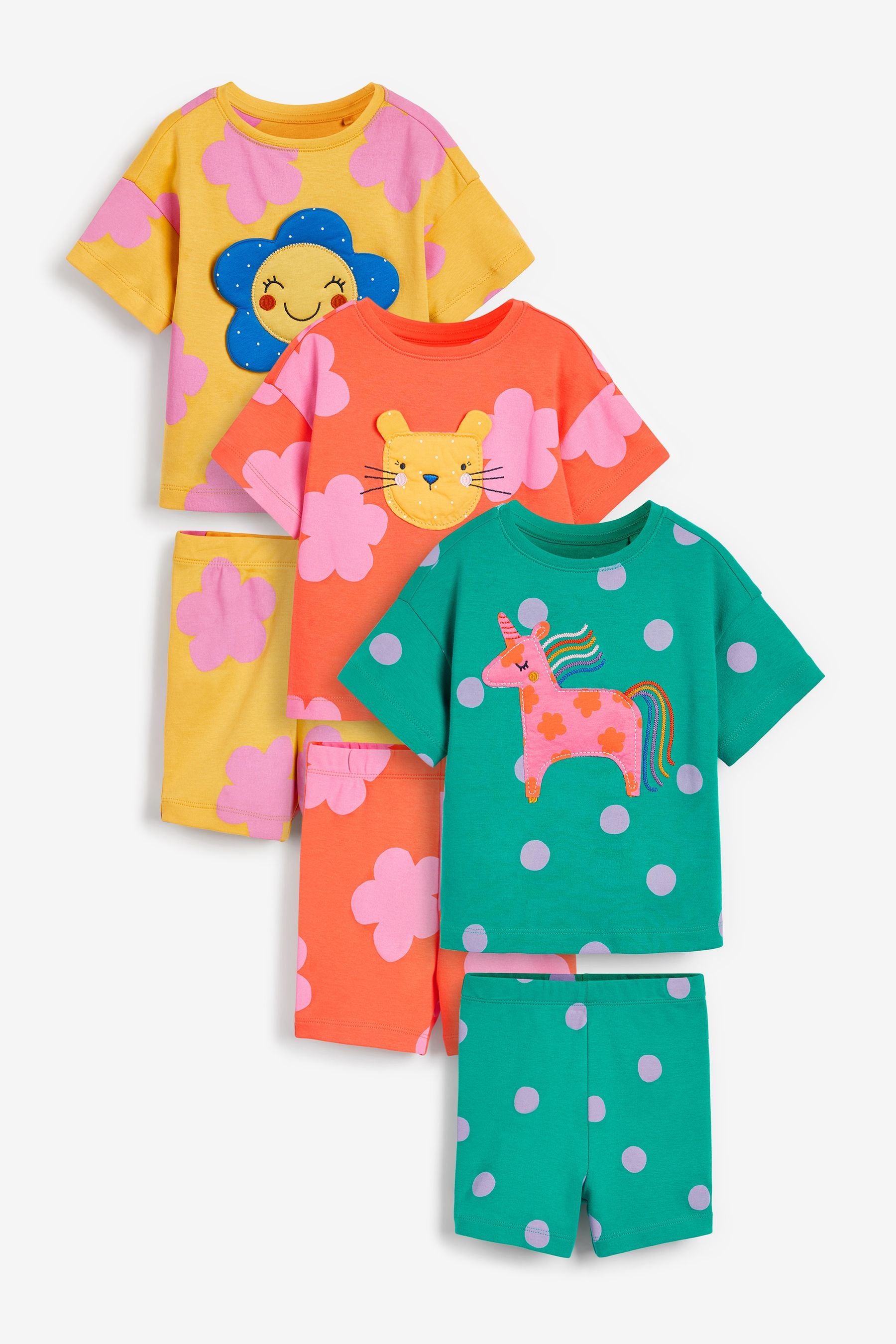 Multi Bright 3D Character 3 Pack Short Pyjamas (9mths-12yrs)