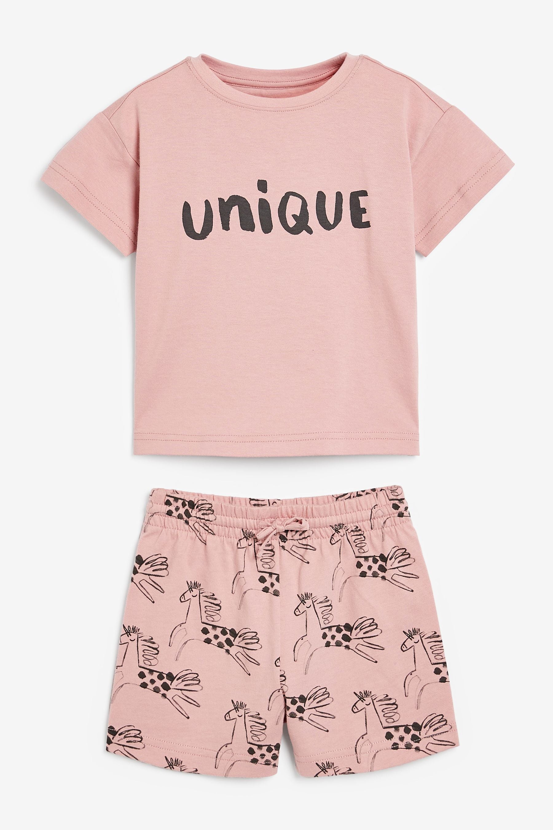 Pink/Black Unicorn Character 3 Pack Short Pyjamas (9mths-8yrs)