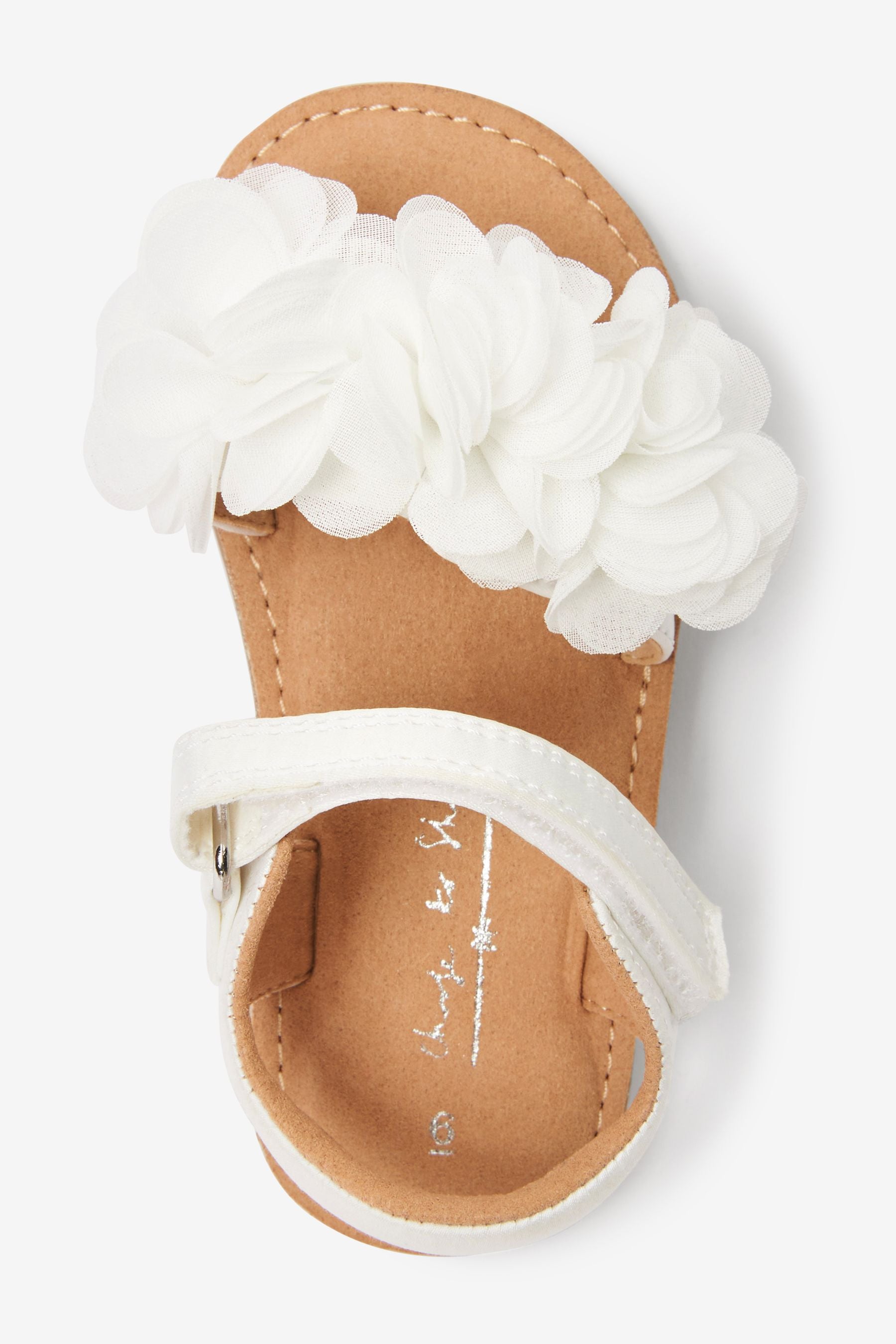 White Satin Corsage Occasion Sandals