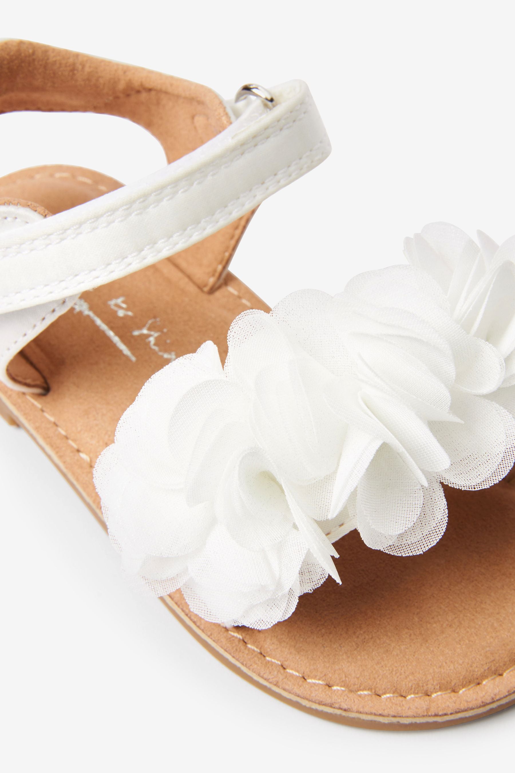 White Satin Corsage Occasion Sandals