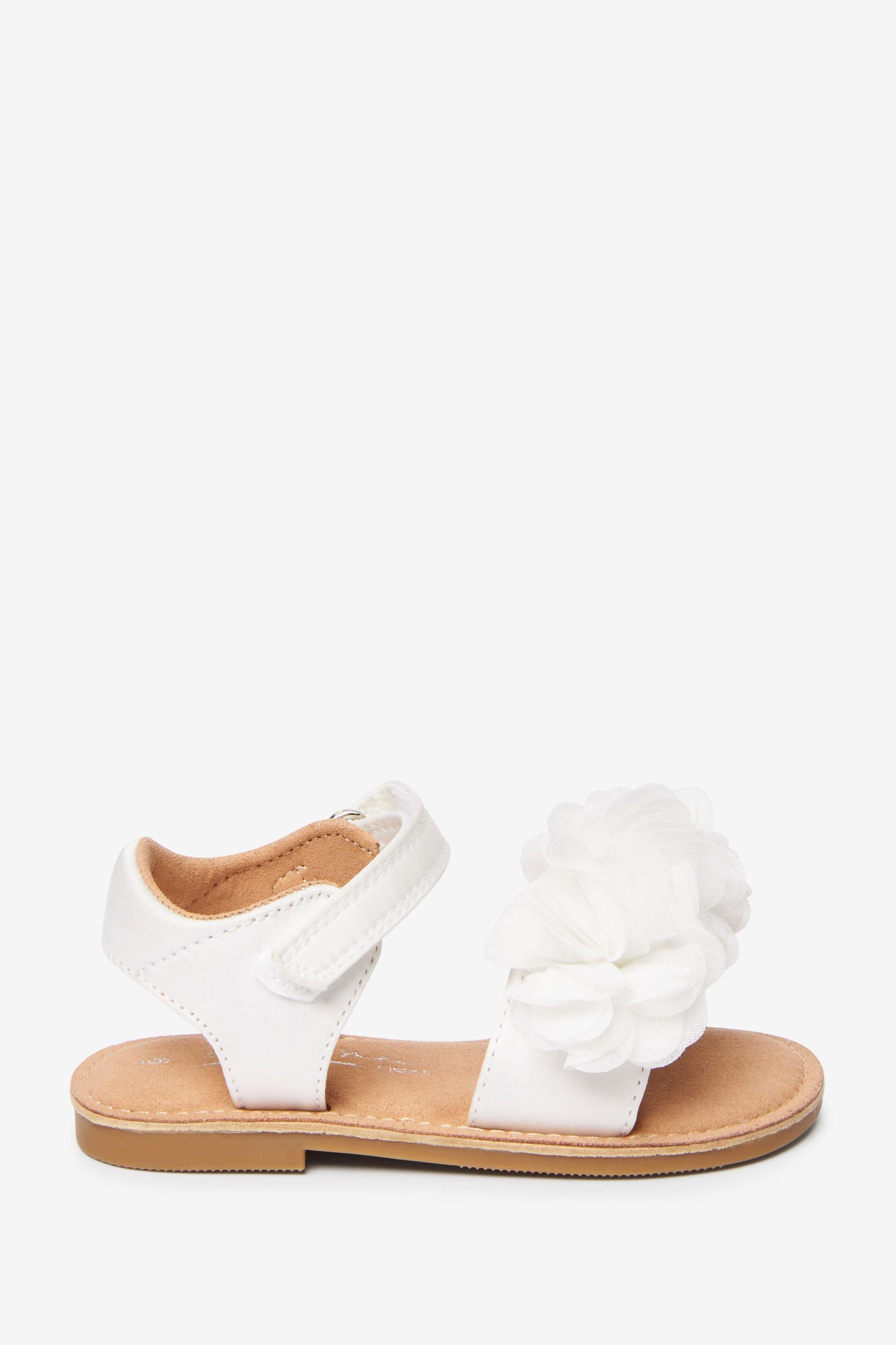 White Satin Corsage Occasion Sandals