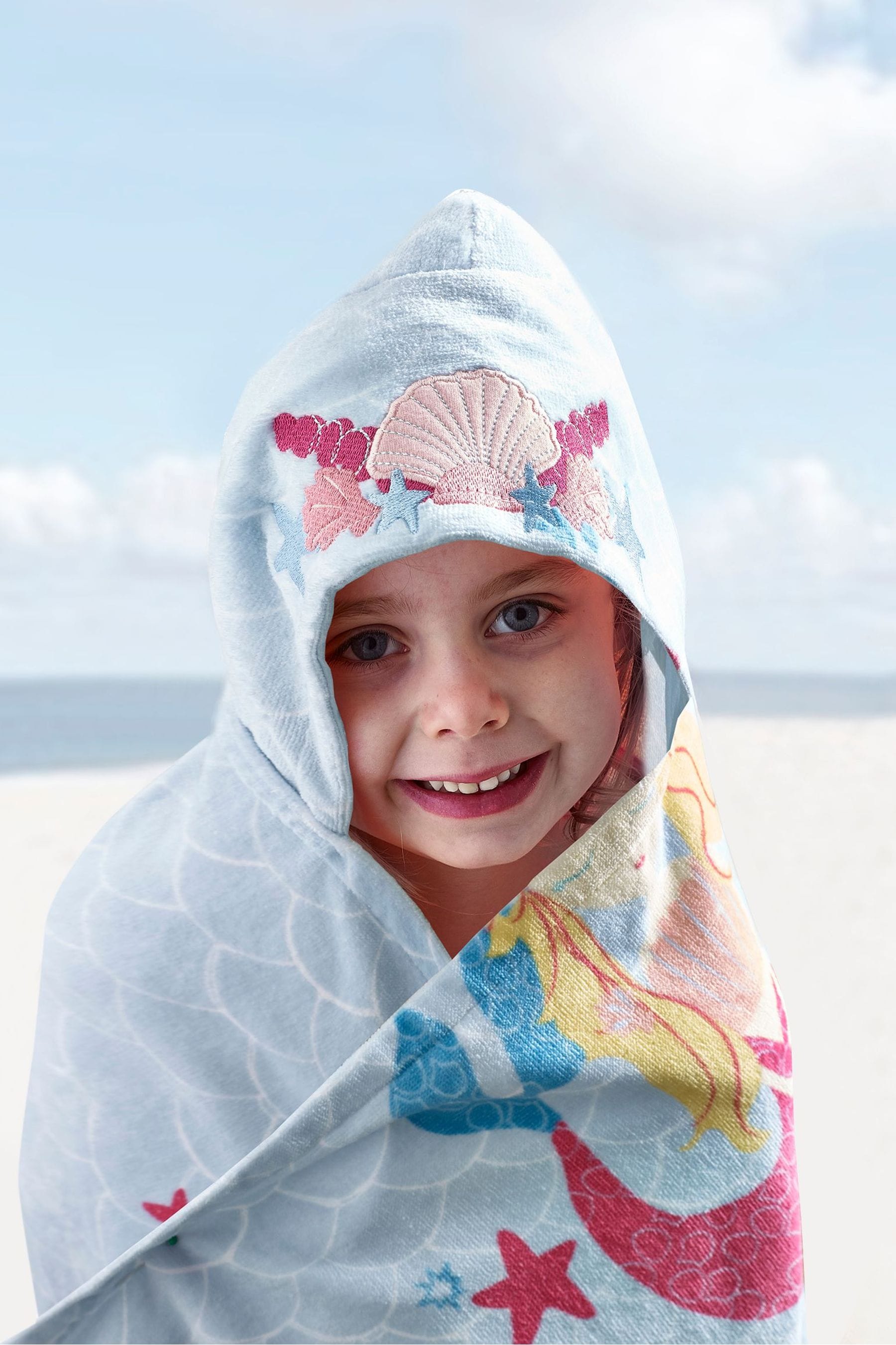 Teal Mermaid Children's Hooded Beach Towel Ages 3-5