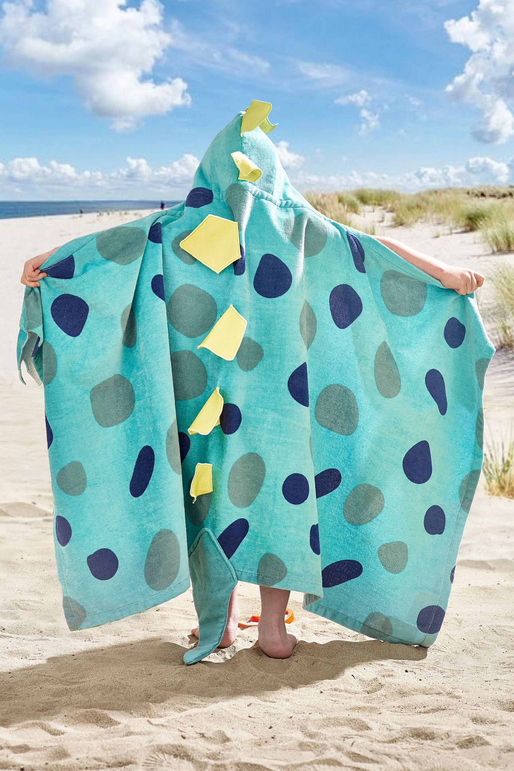 Green Dinosaur Children's Hooded Beach Towel Ages 3-5