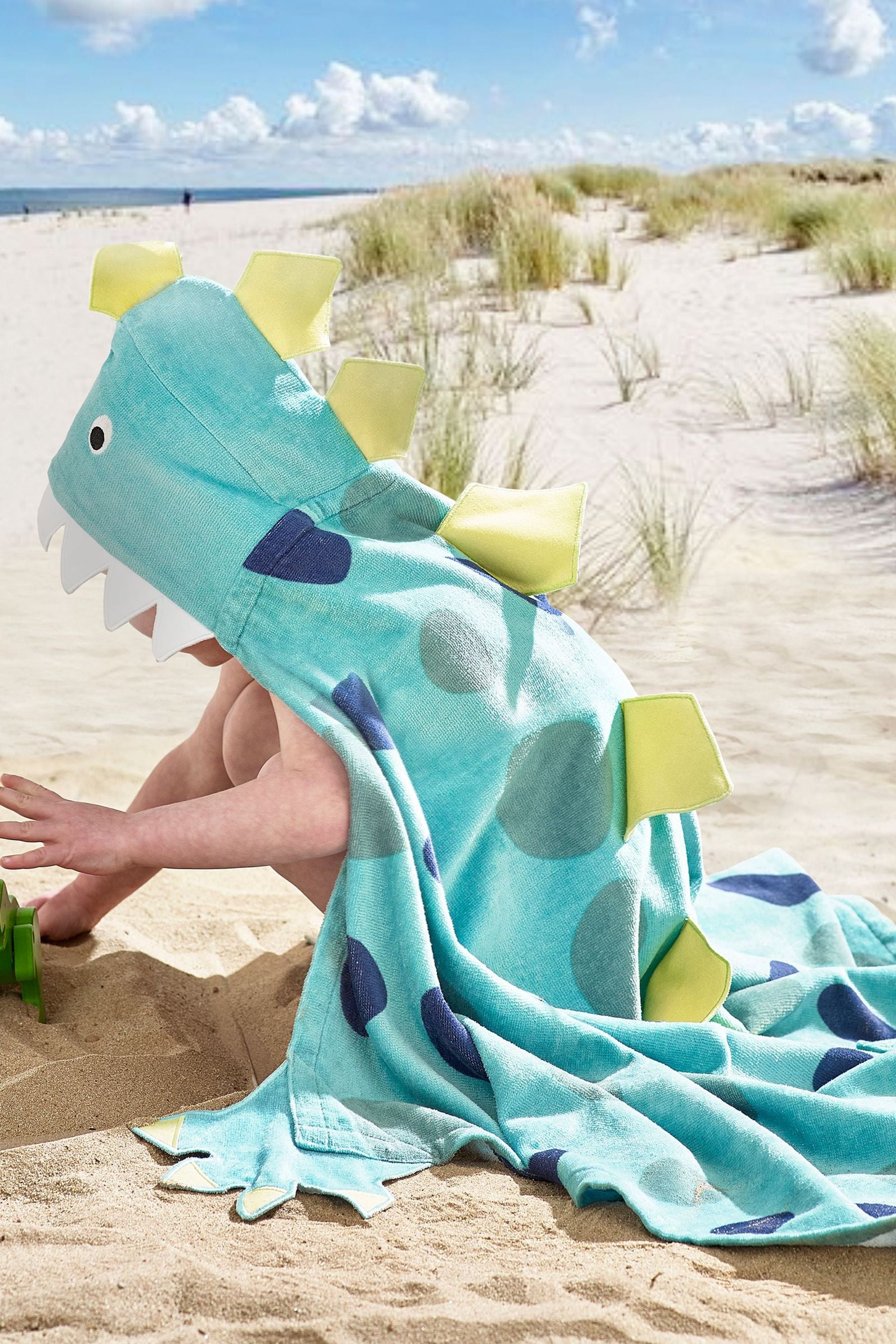 Green Dinosaur Children's Hooded Beach Towel Ages 3-5