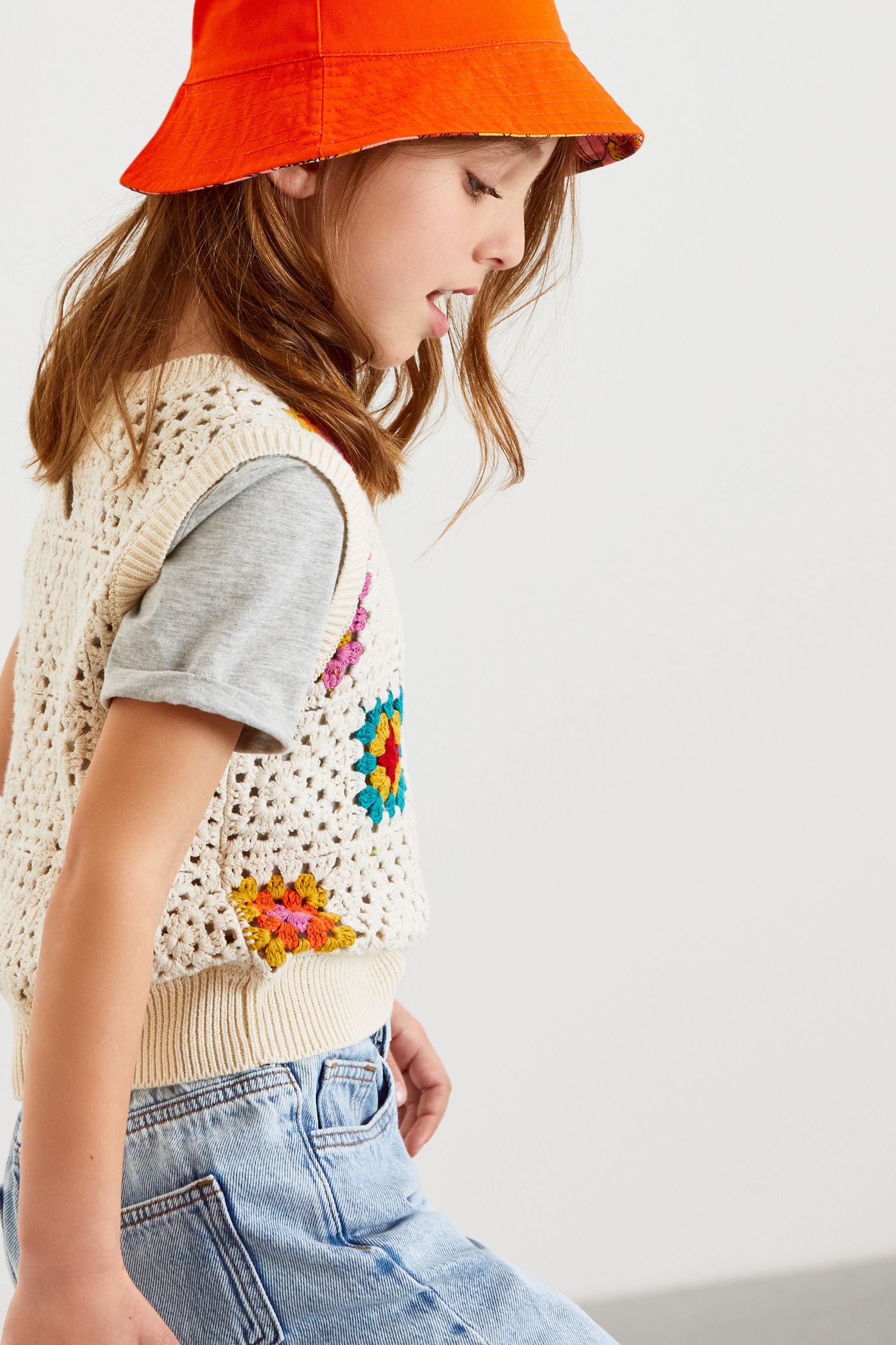Multi Crochet Square Knitted Vest (3-16yrs)