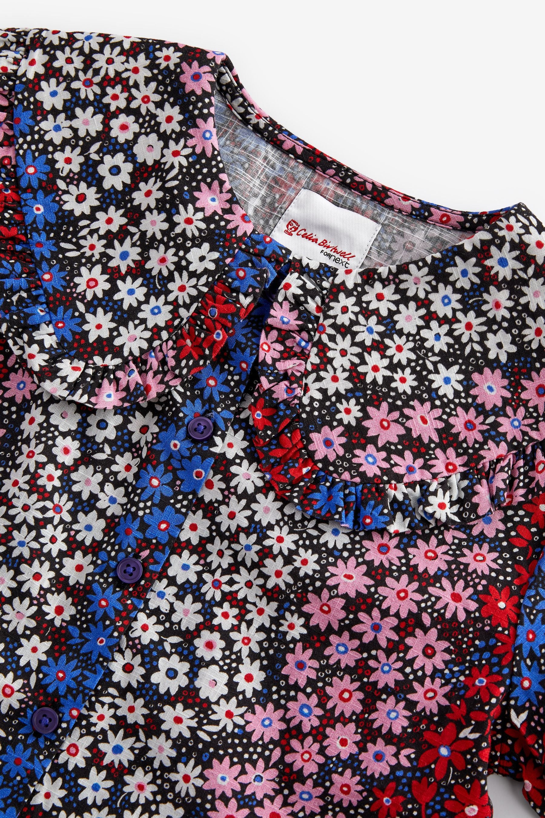 Red/Blue/White Celia Birtwell Button Through Woven Pyjamas With Oversized Collar (3-16yrs)