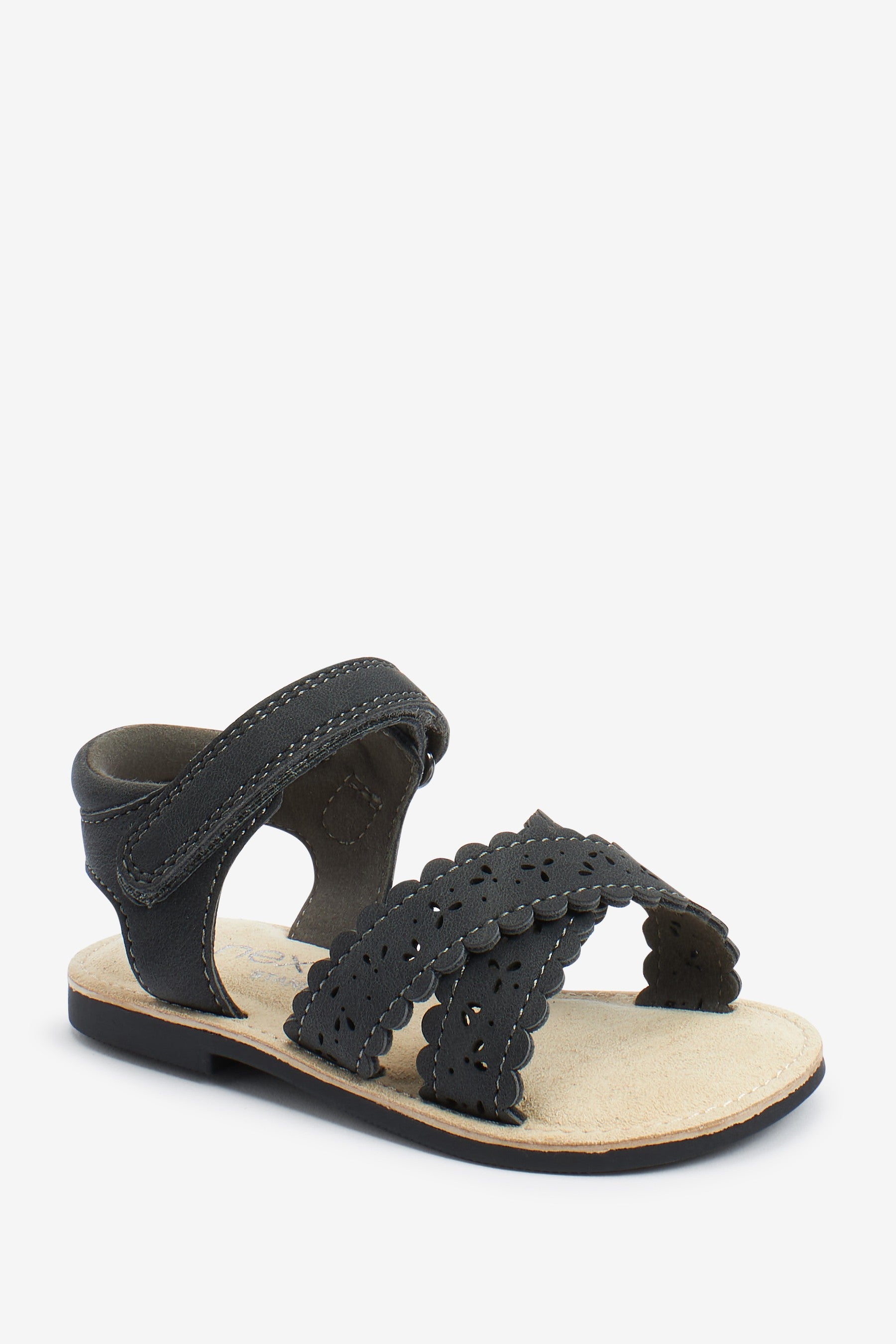 Black Scallop Sandals