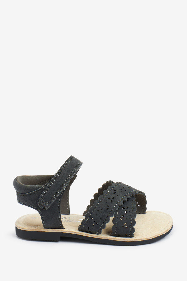 Black Scallop Sandals