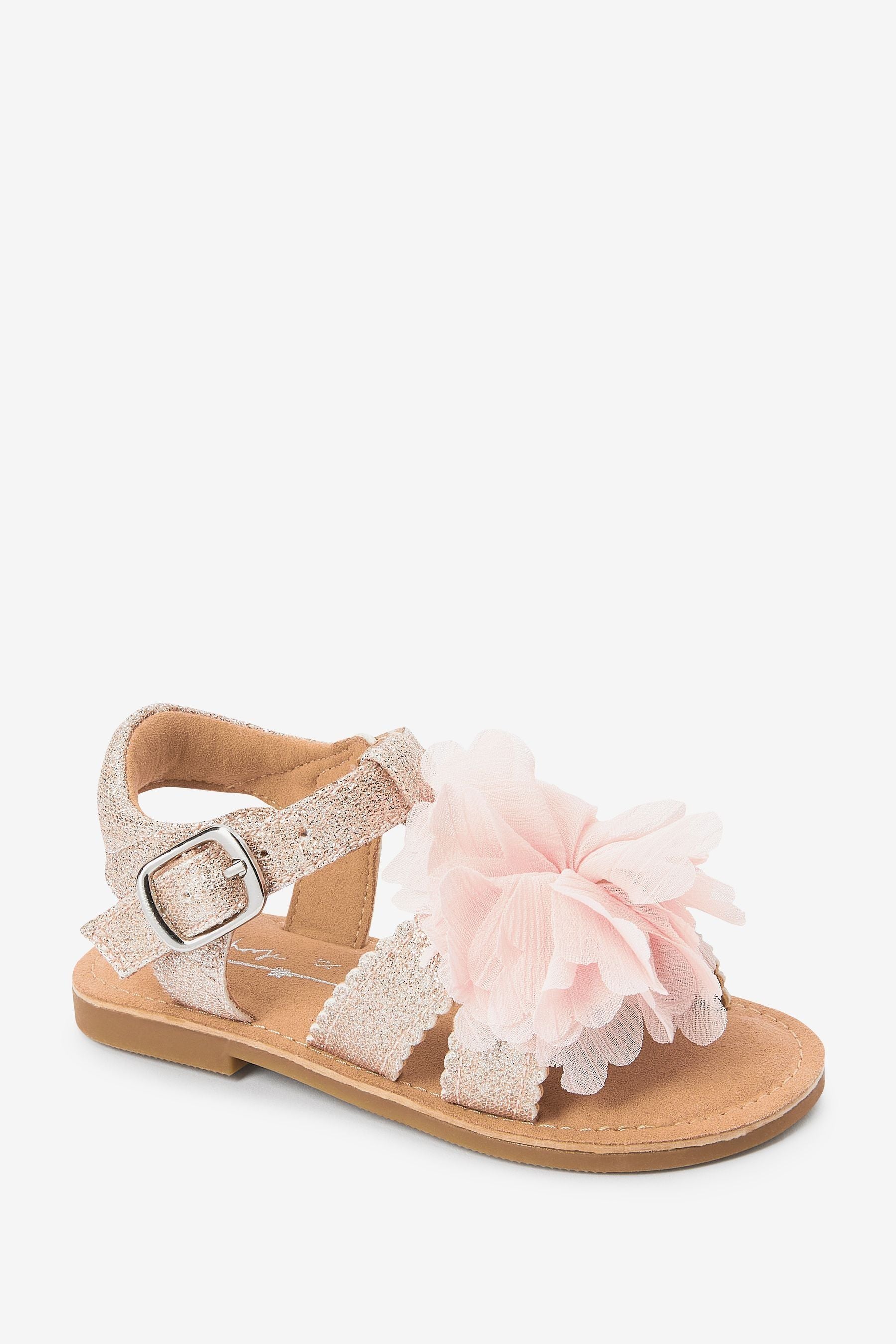 Pink Glitter Corsage Occasion Sandals