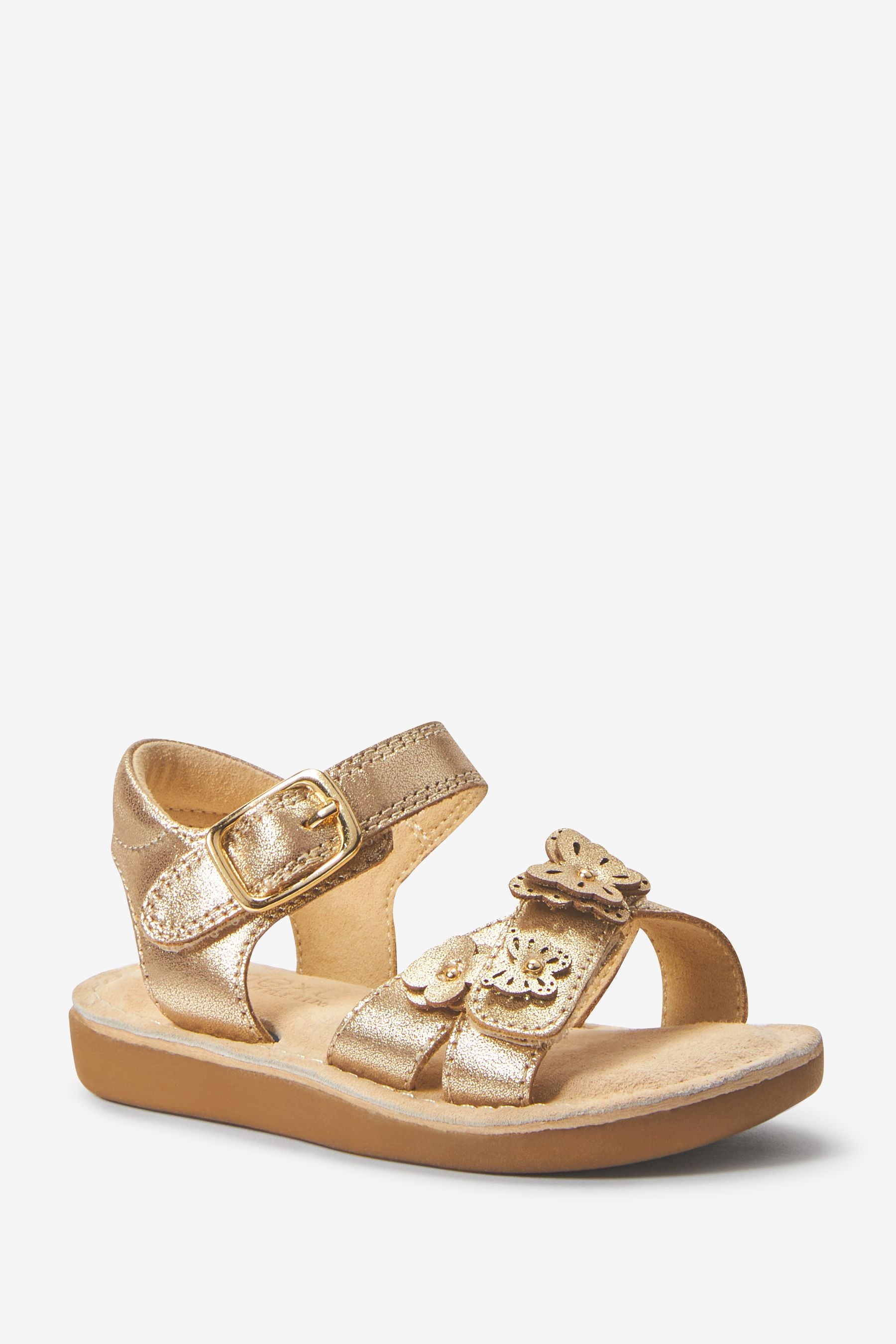 Gold Leather Butterfly Little Luxe Sandals