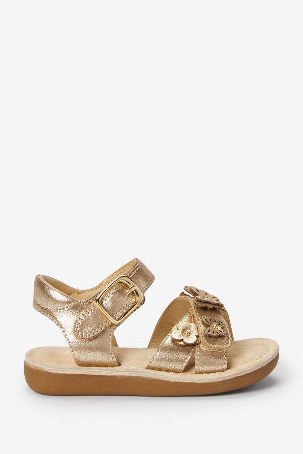 Gold Leather Butterfly Little Luxe Sandals