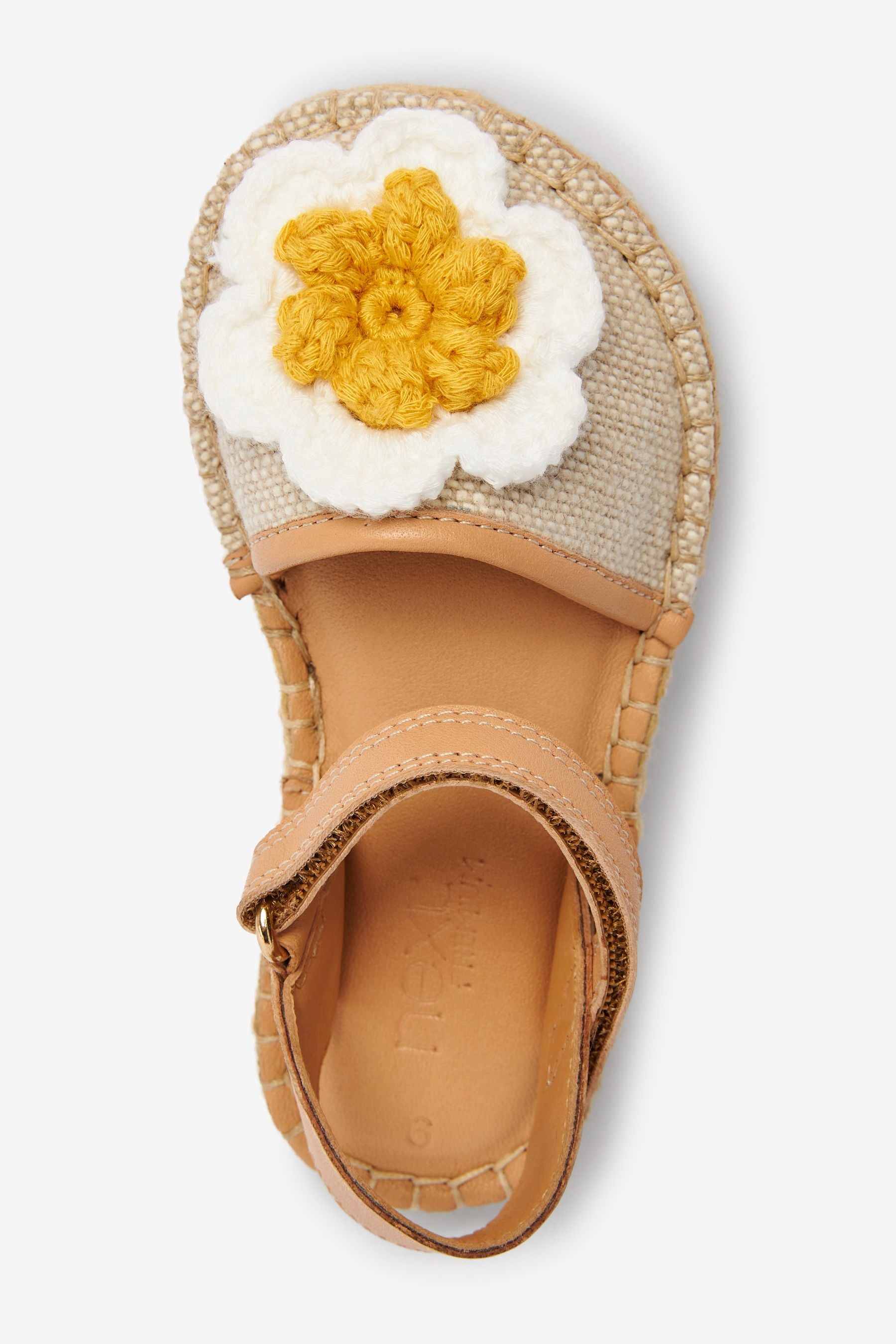 Tan Brown Crochet Flower Espadrille Sandals