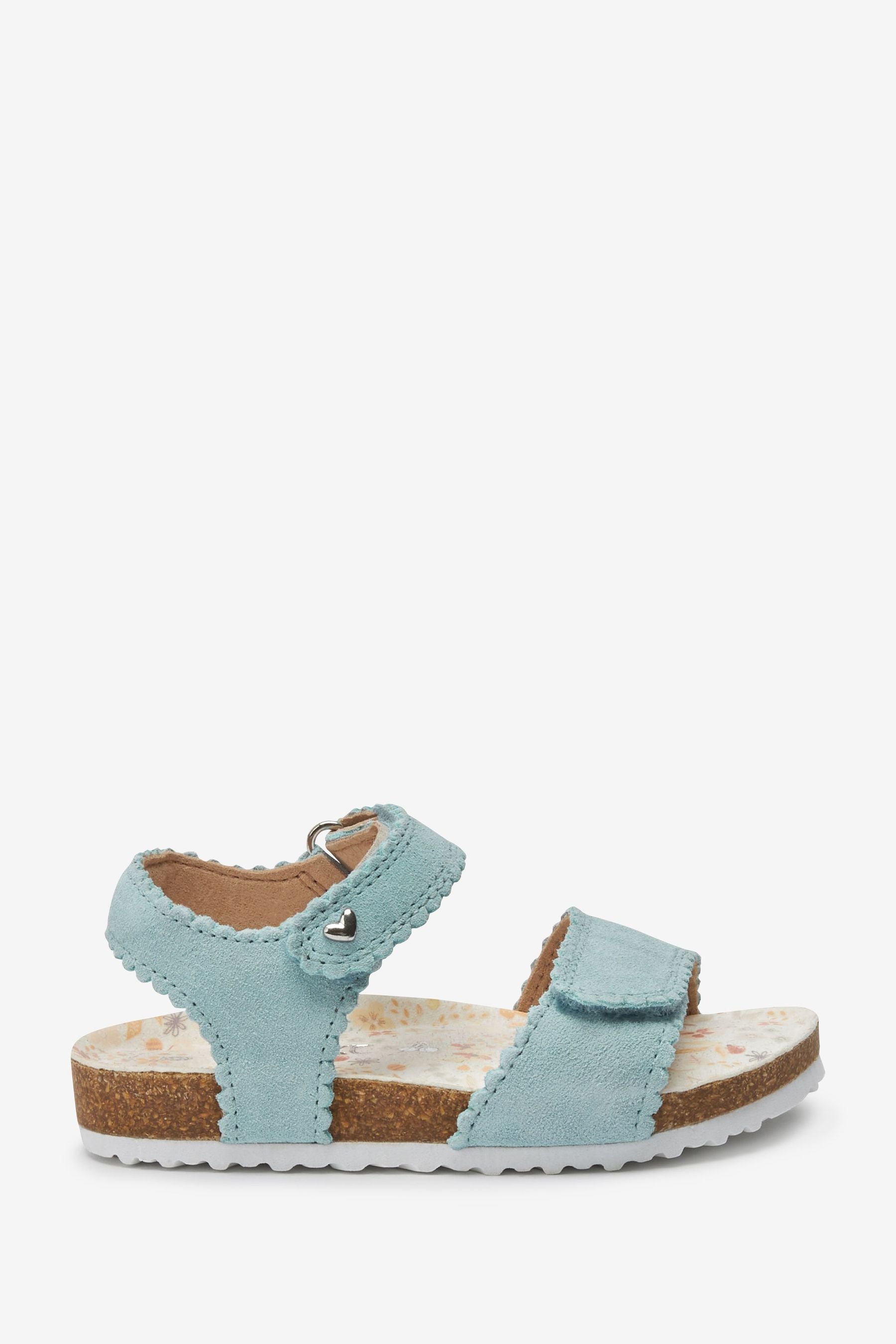 Blue Leather Adjustable Strap Corkbed Sandals