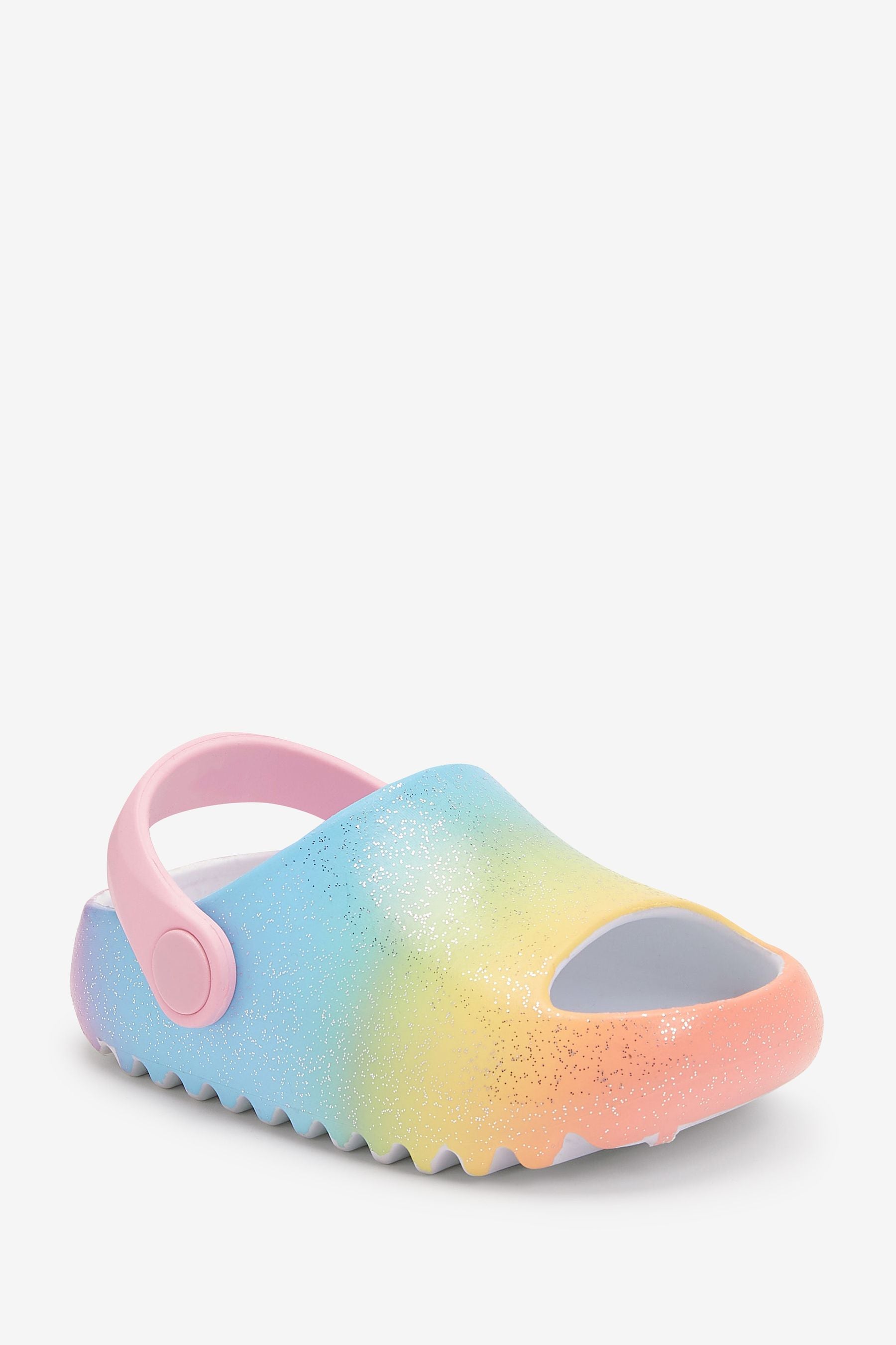 Pink Rainbow Glitter Slider Clogs