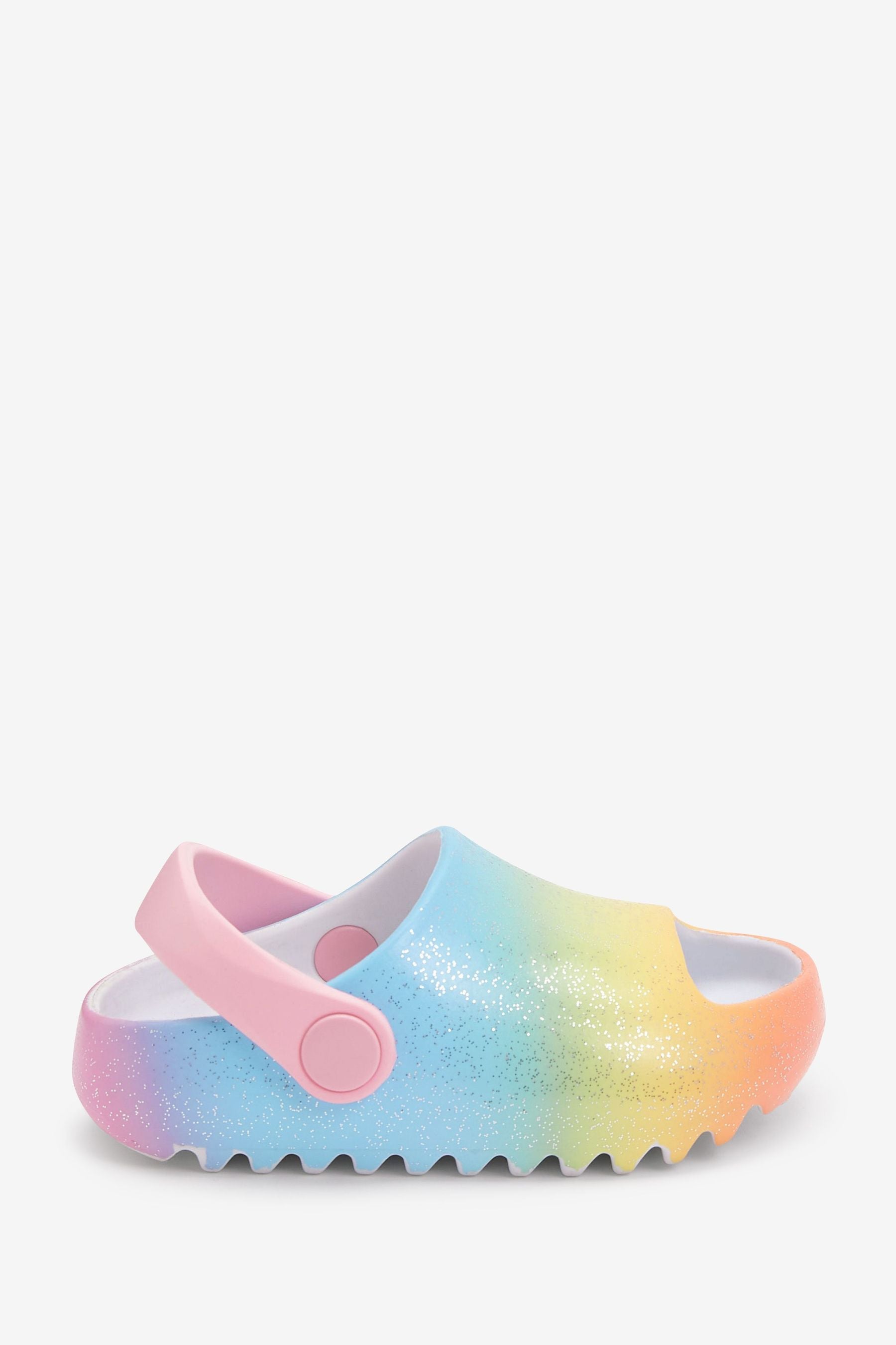 Pink Rainbow Glitter Slider Clogs