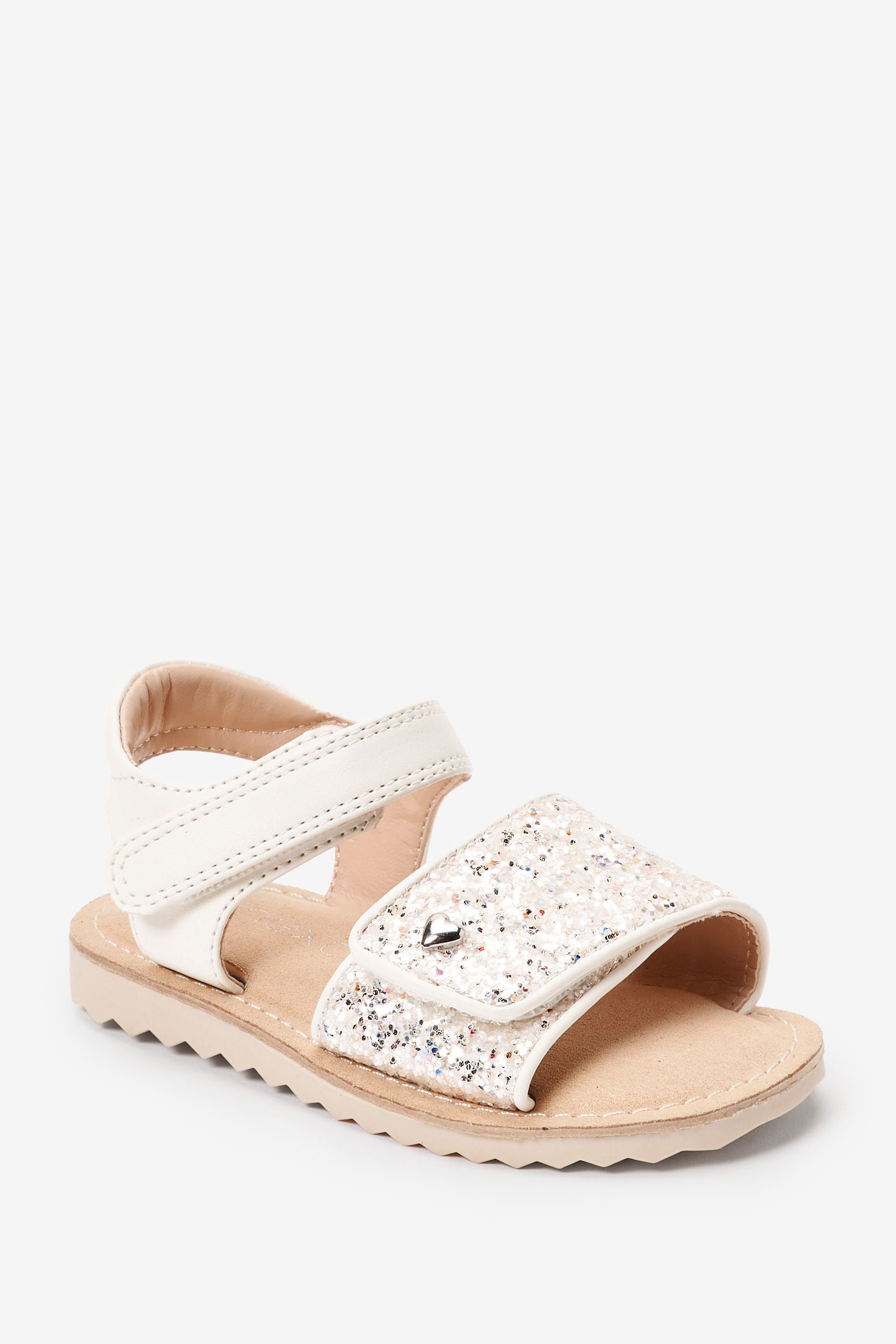 White Glitter Sandals