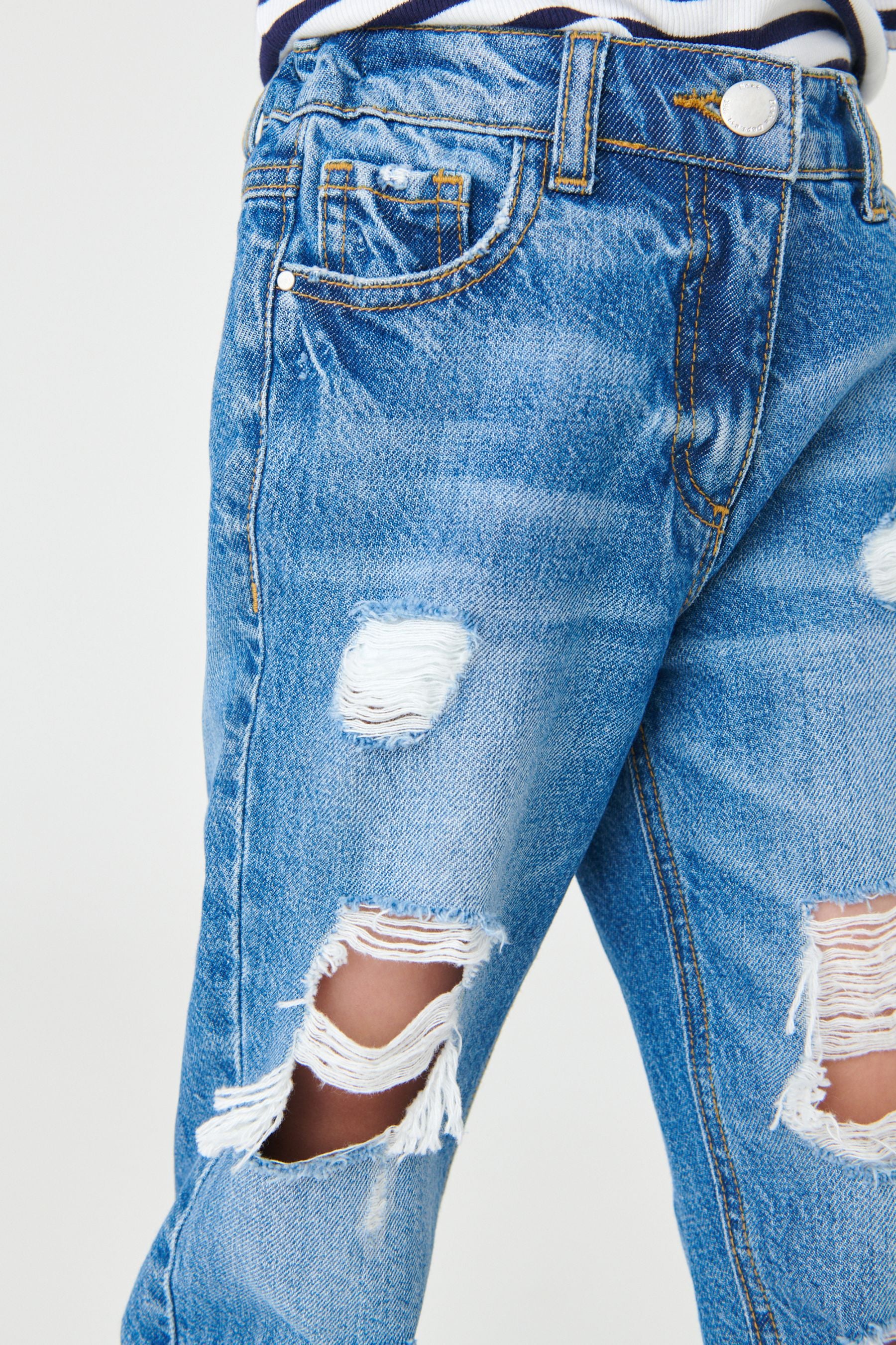 Bright Blue Distressed Mom Jeans (3-16yrs)