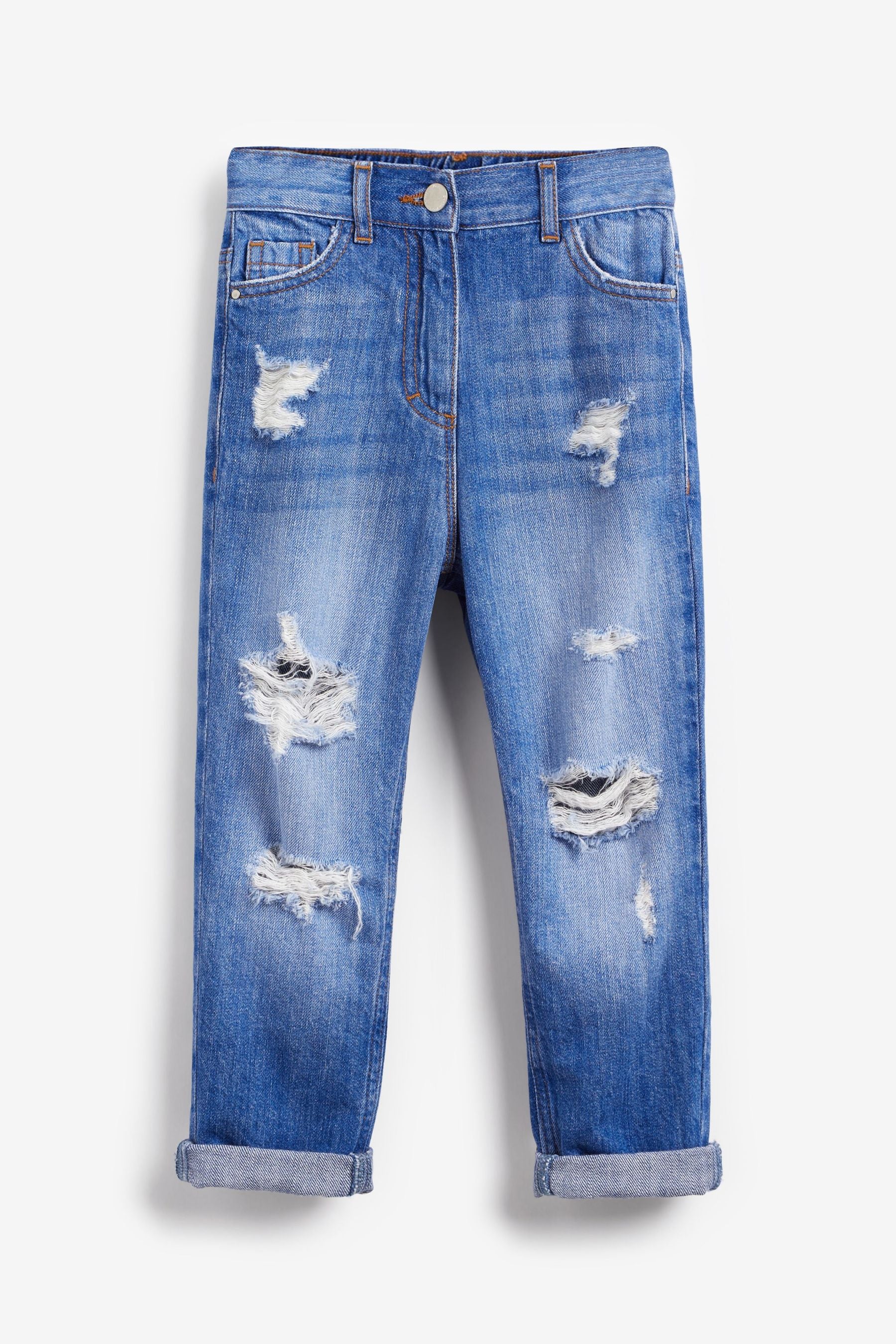 Bright Blue Distressed Mom Jeans (3-16yrs)