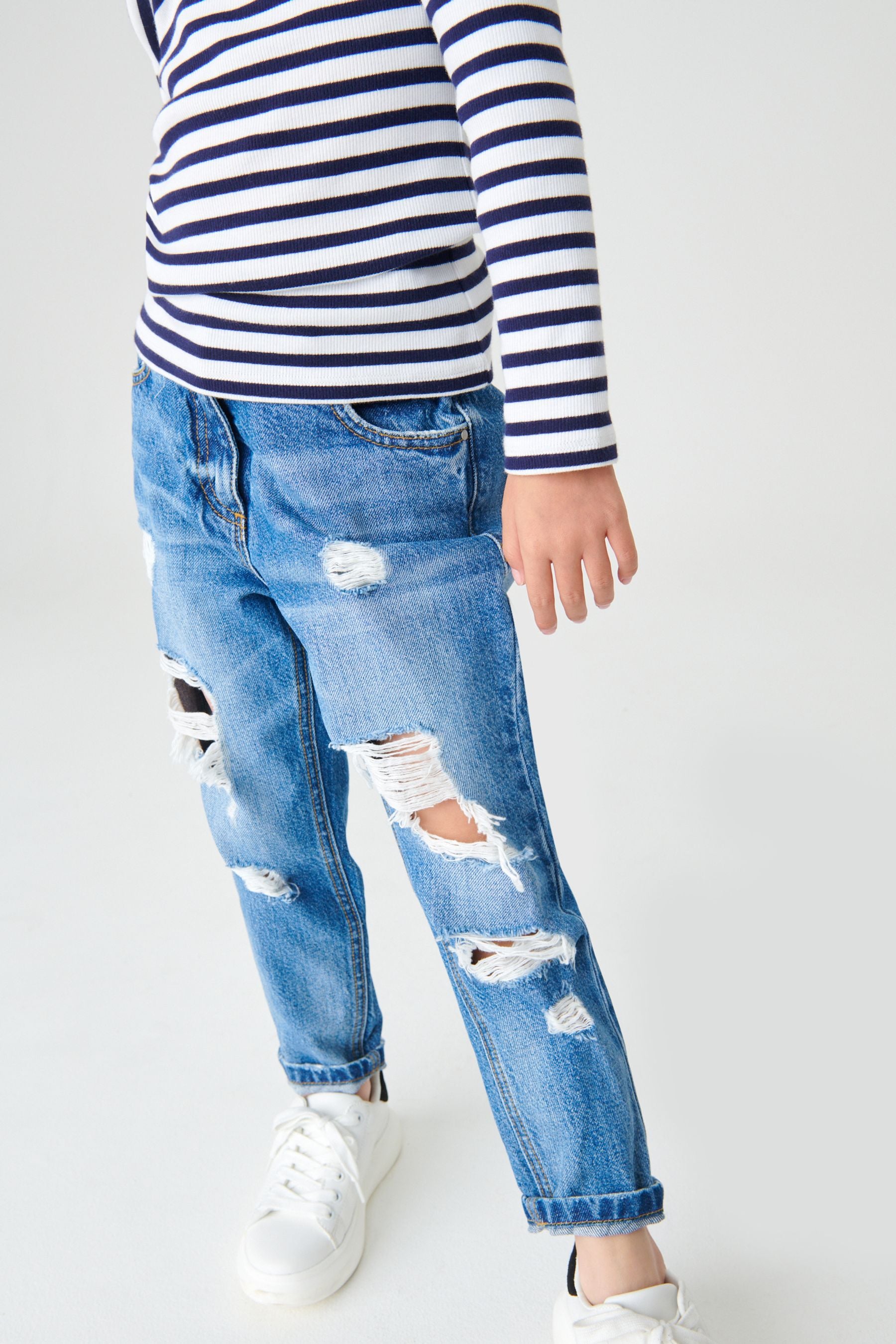 Bright Blue Distressed Mom Jeans (3-16yrs)