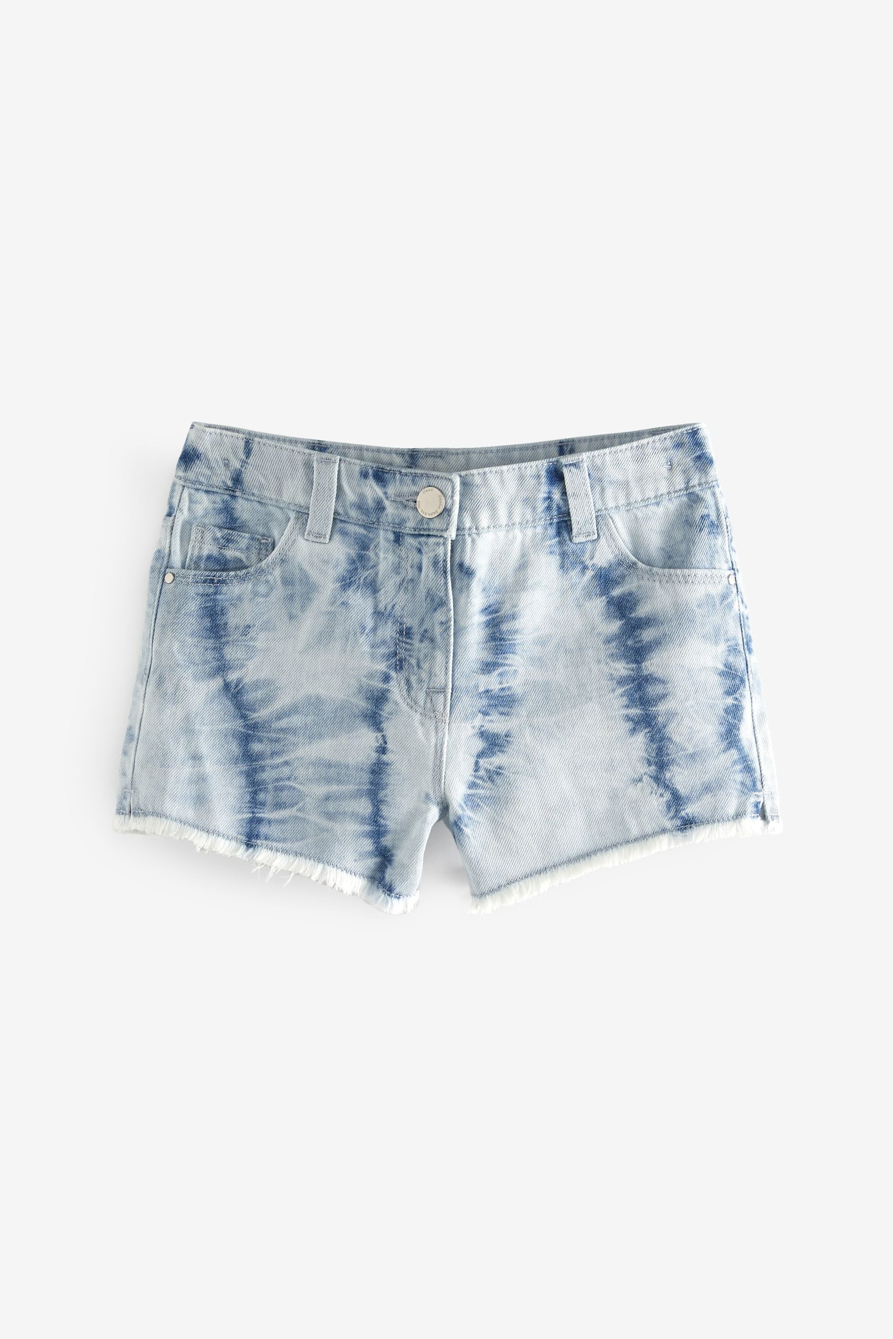 Tie Dye Regular Length Frayed Hem Denim Shorts (3-16yrs)