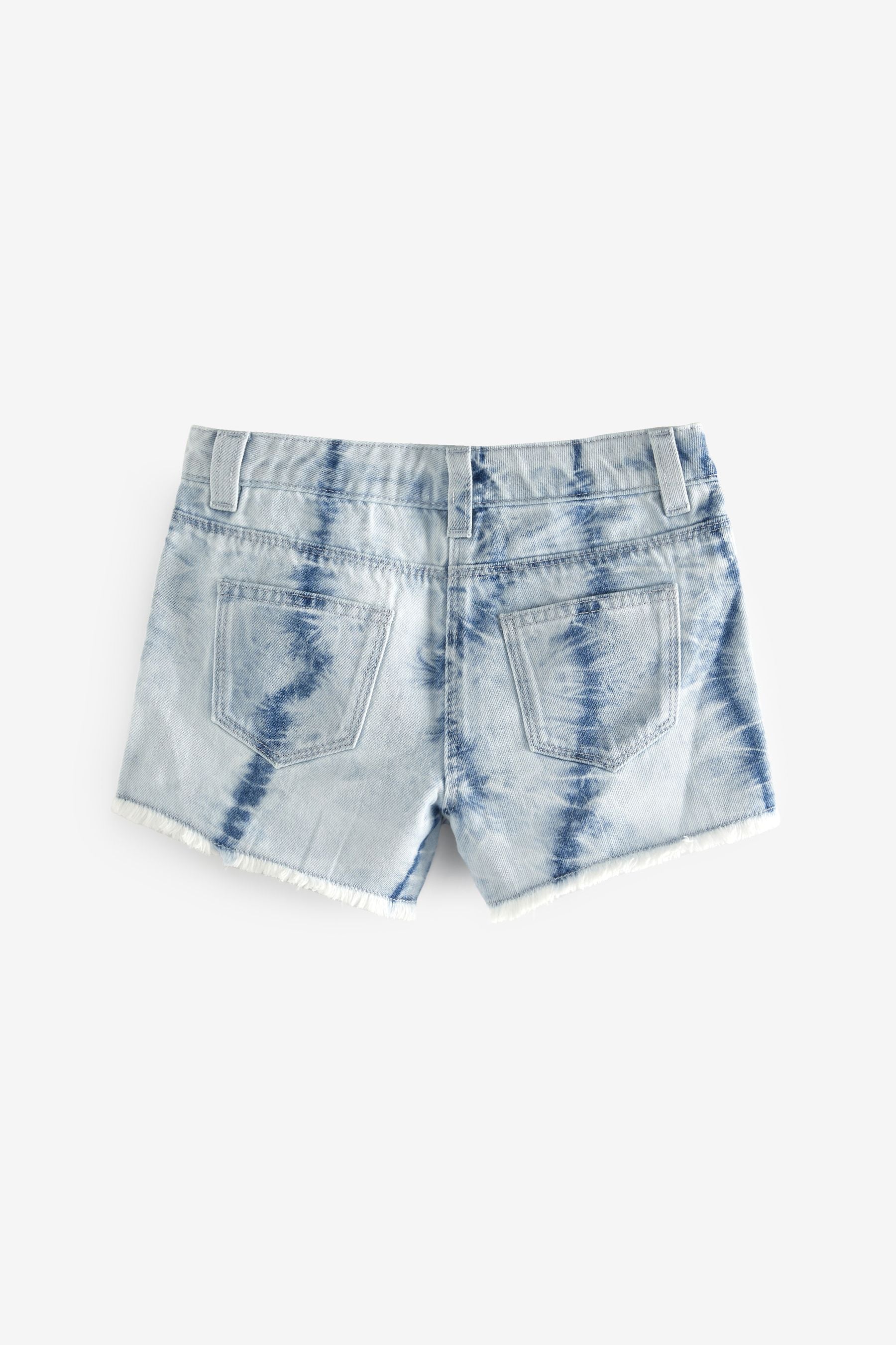 Tie Dye Regular Length Frayed Hem Denim Shorts (3-16yrs)