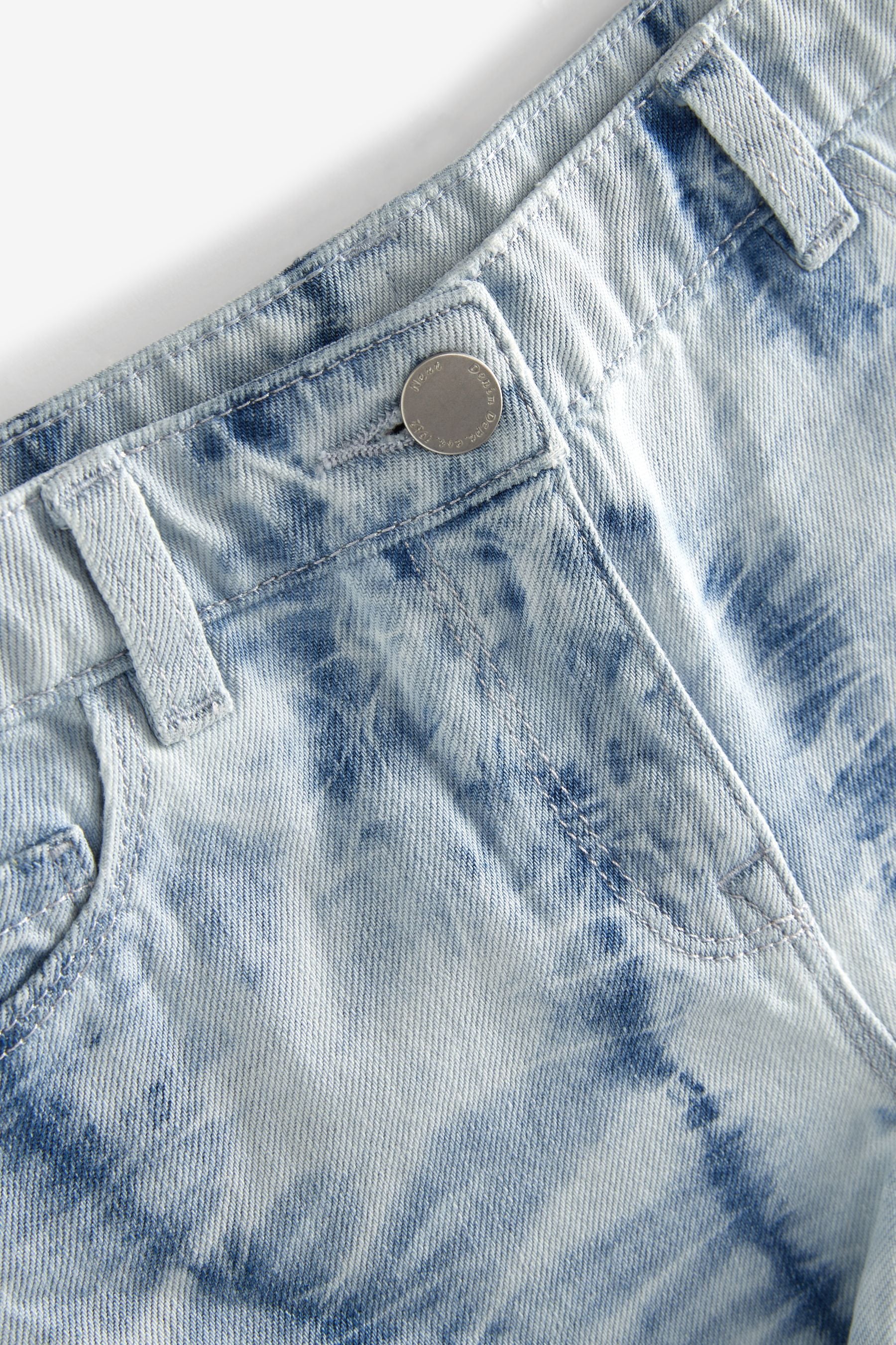 Tie Dye Regular Length Frayed Hem Denim Shorts (3-16yrs)