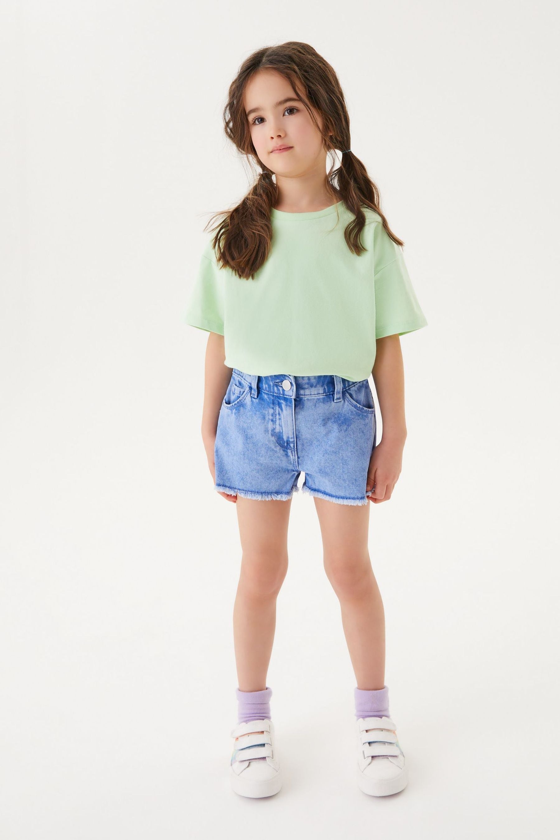 Bright Blue Frayed Hem Denim Shorts (3-16yrs)