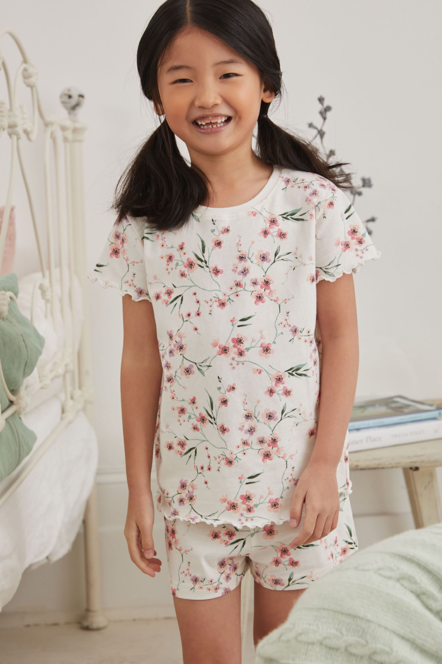 Pink/Cream Floral Short Pyjamas 3 Pack (3-16yrs)