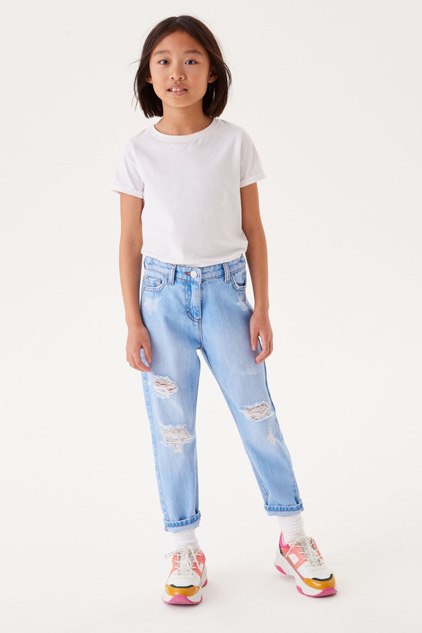 Light Blue Distressed Mom Jeans (3-16yrs)