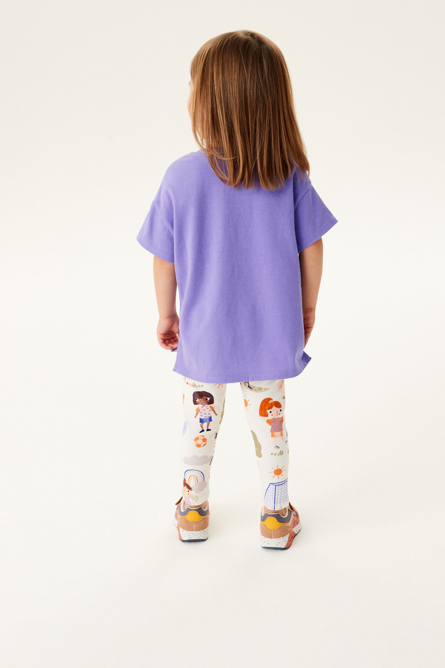 Purple/White Football Oversized T-Shirt And Leggings Set (3mths-7yrs)