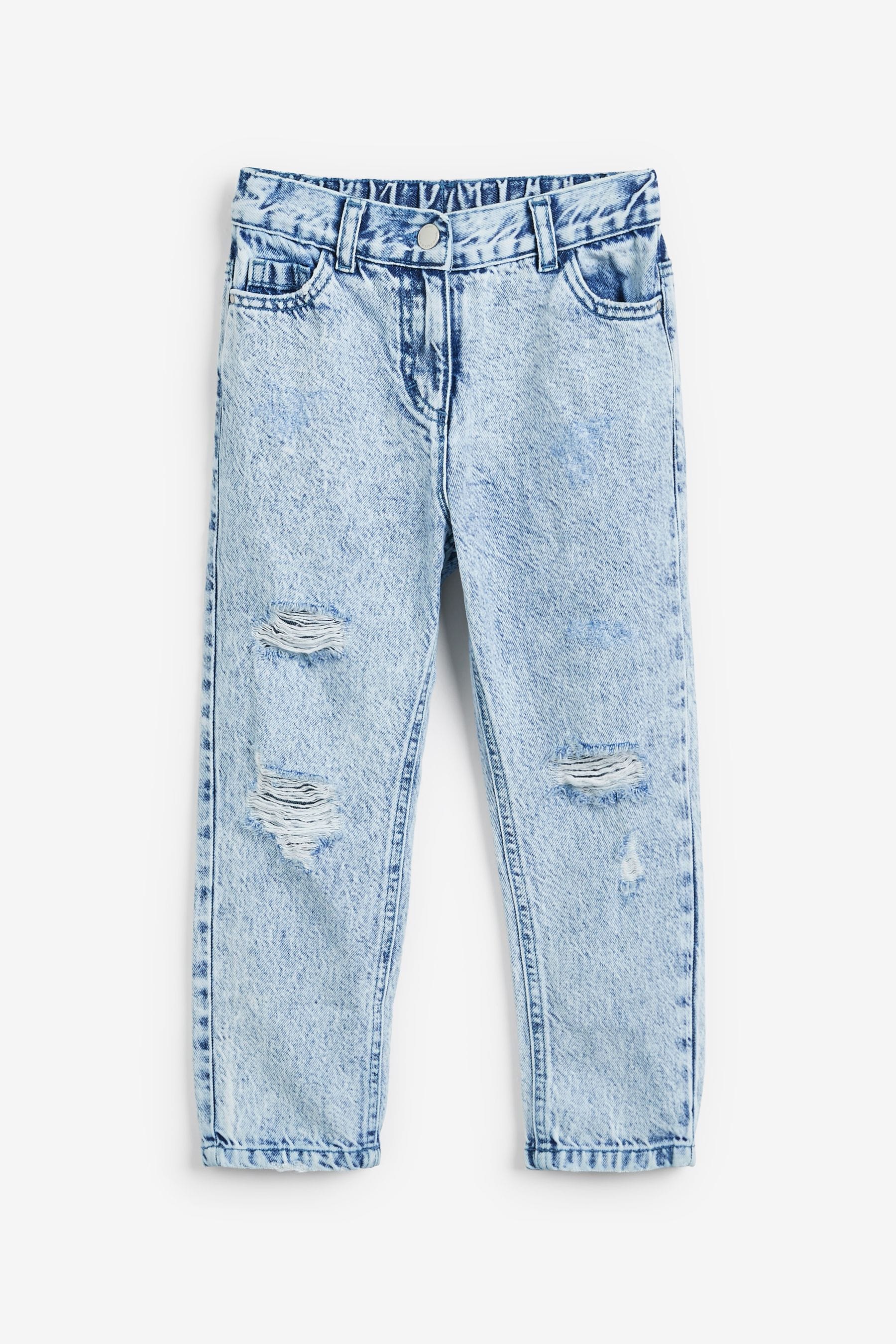 Bleach Wash Distressed Mom Jeans (3-16yrs)