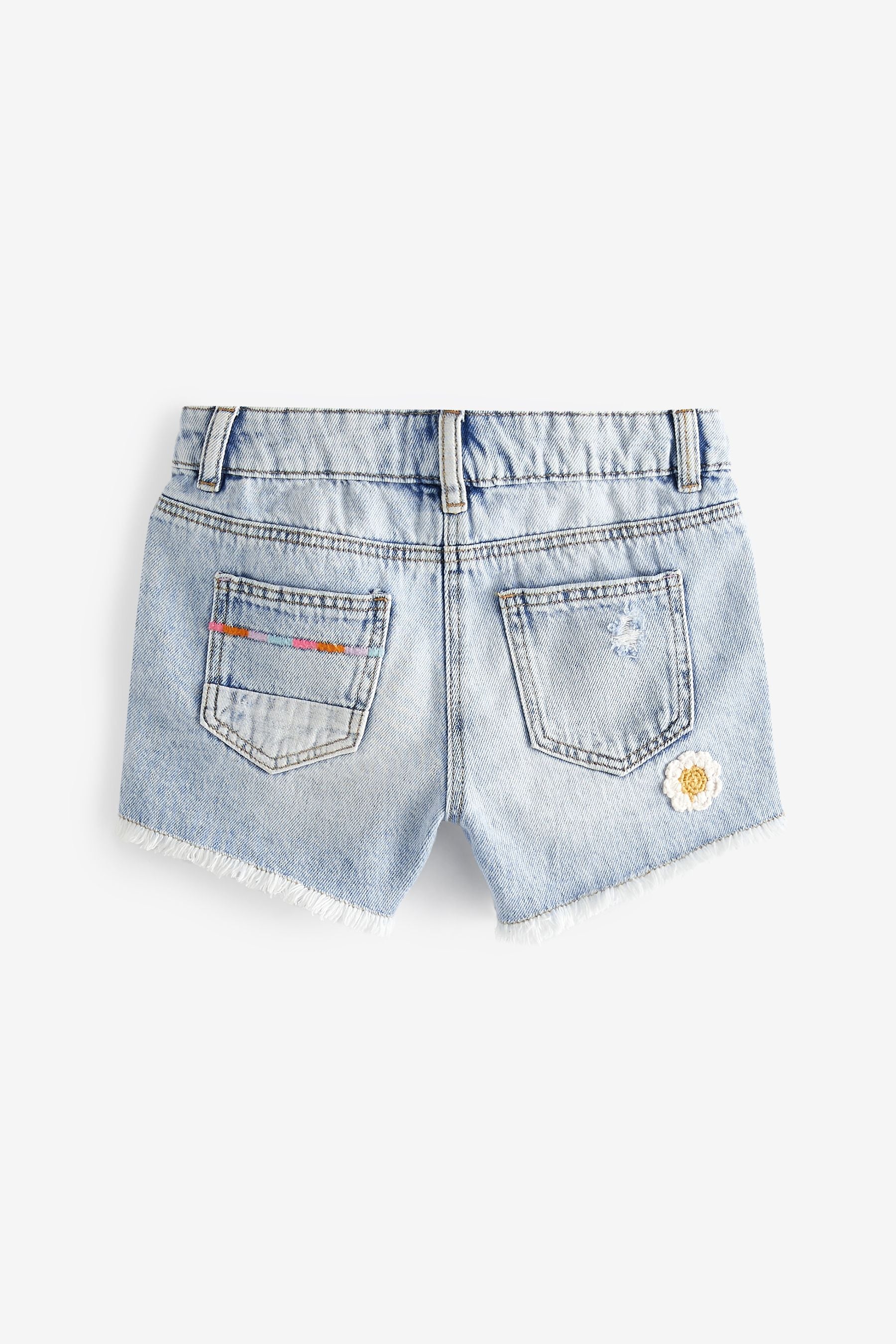 Patched Frayed Hem Longer Length Denim Shorts (3-16yrs)