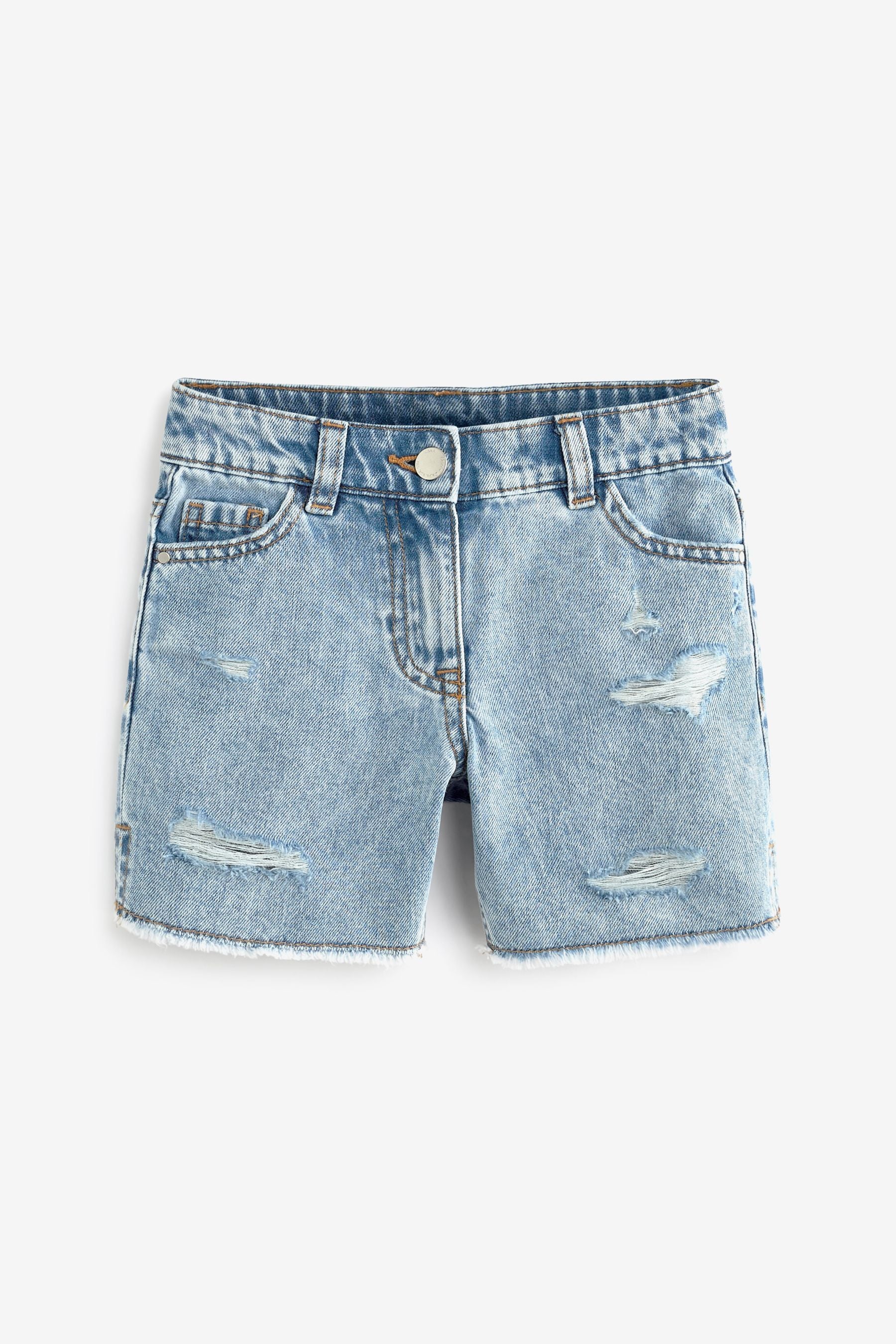 Deniim Distressed Frayed Hem Longer Length Denim Shorts (3-16yrs)