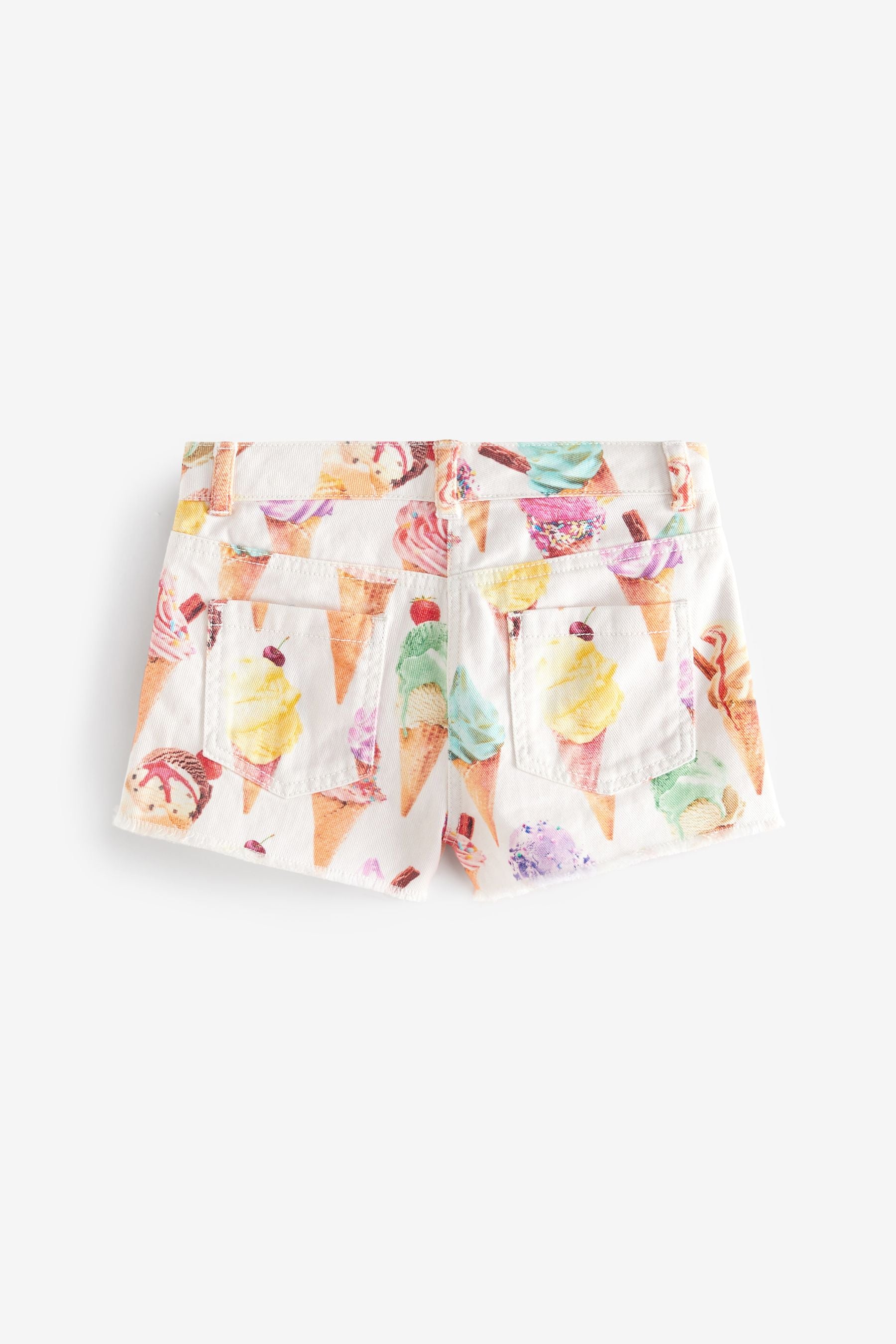 Multi Print Frayed Hem Denim Shorts (3-16yrs)