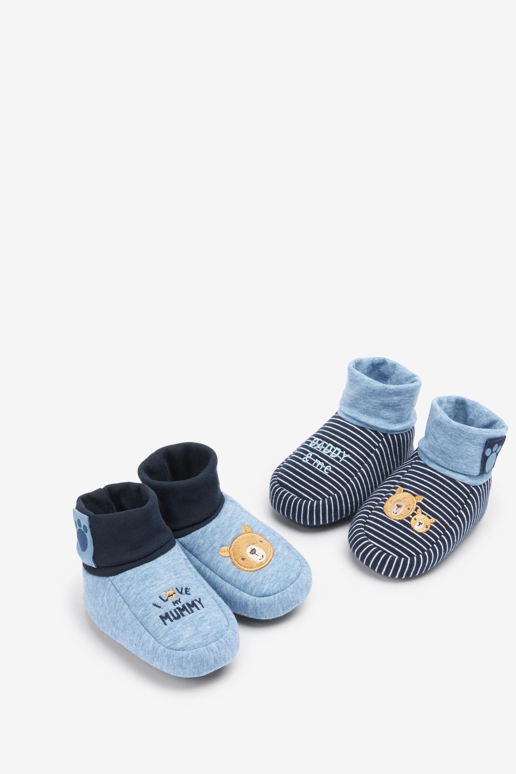 Navy Bear Baby 2 Pack Cotton Rich Booties (0-18mths)