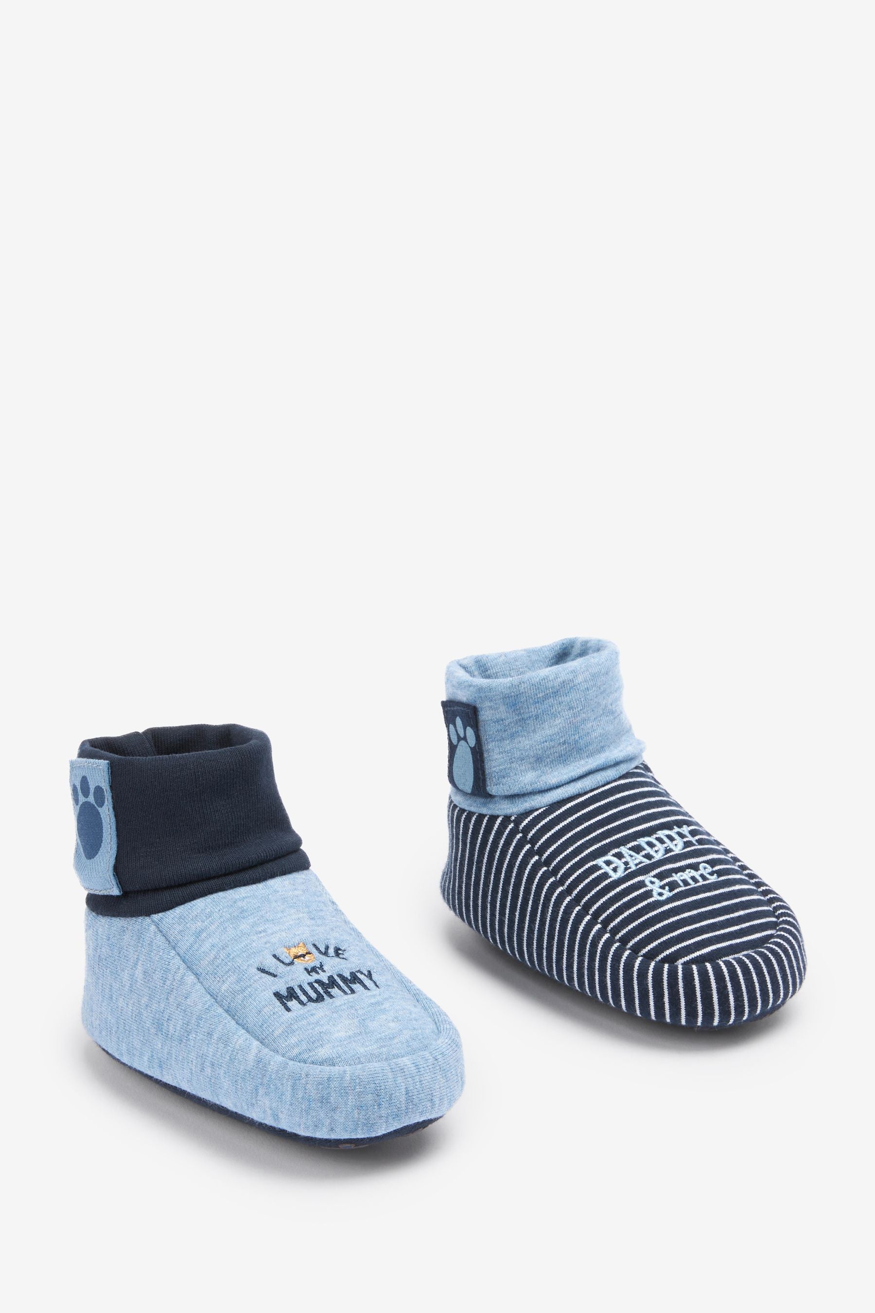 Navy Bear Baby 2 Pack Cotton Rich Booties (0-18mths)