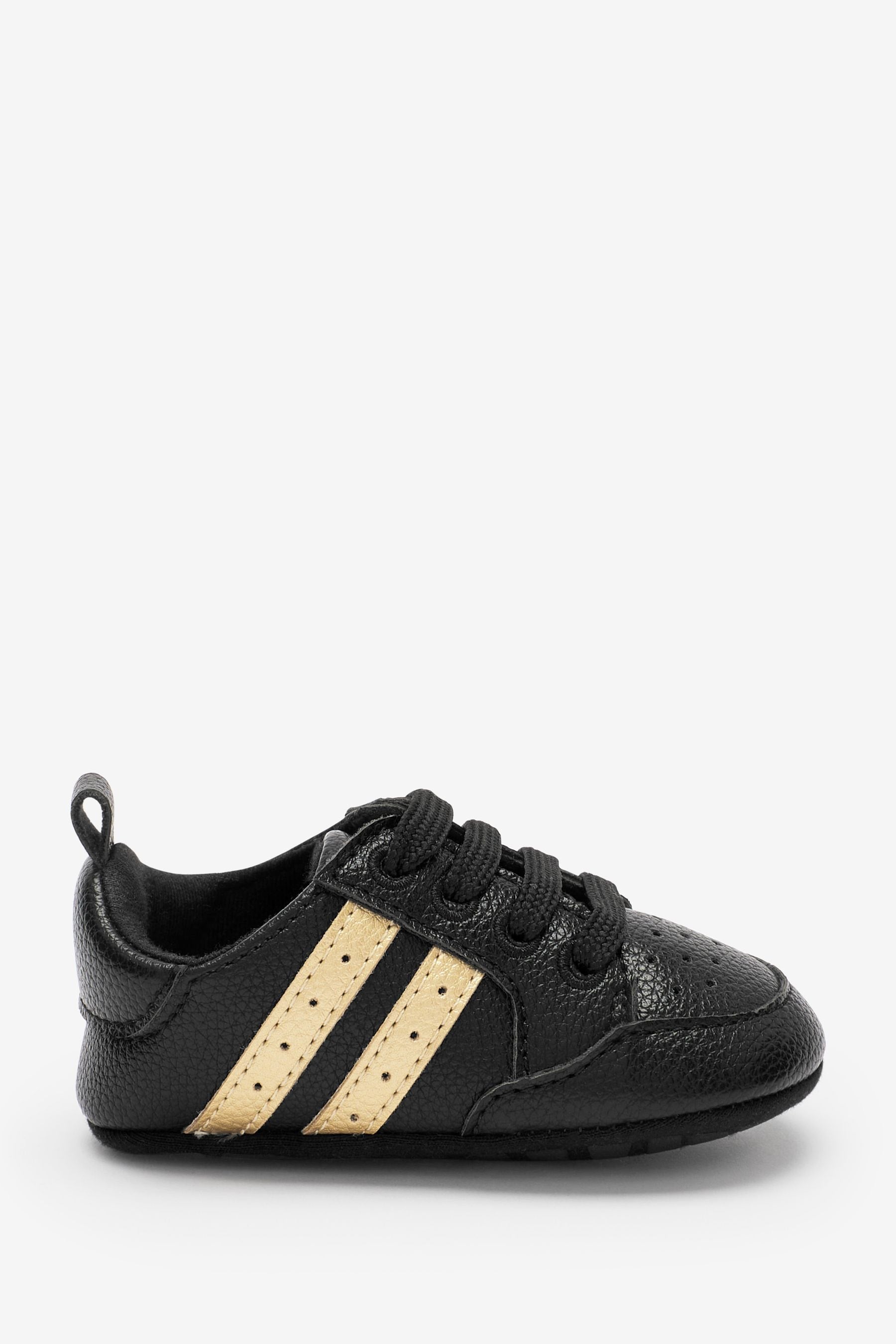 Black/Gold Lace-Up Pram Trainers (0-24mths)