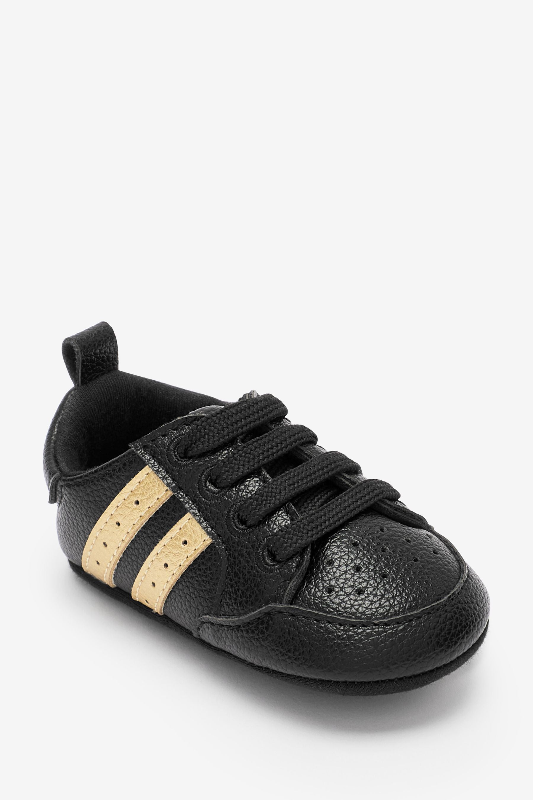 Black/Gold Lace-Up Pram Trainers (0-24mths)