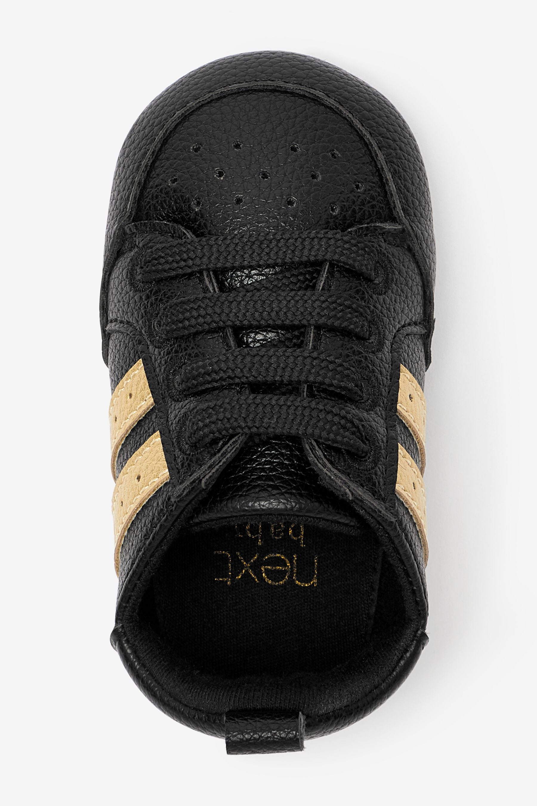 Black/Gold Lace-Up Pram Trainers (0-24mths)