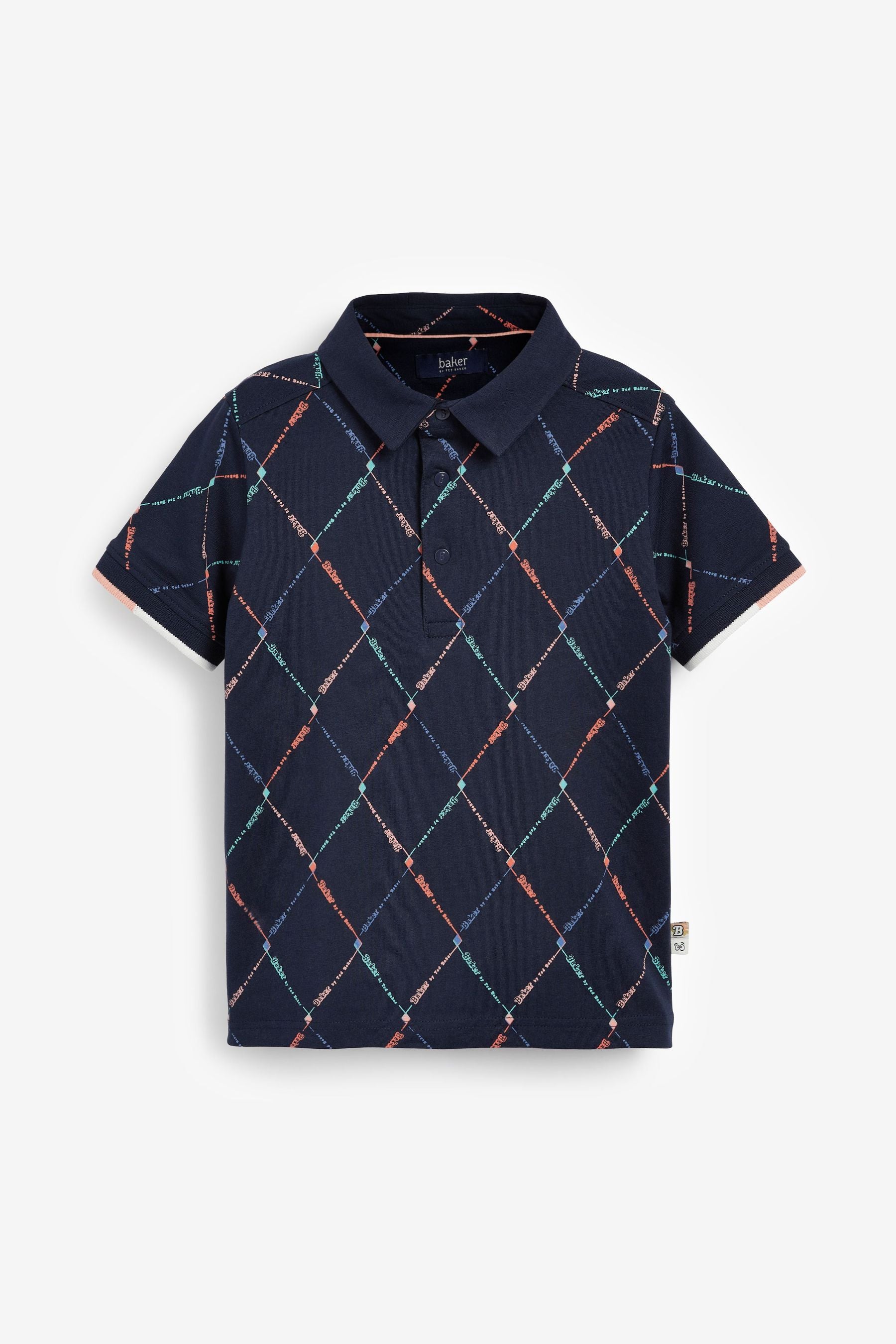 Baker by Ted Baker Navy Argyle Polo Shirt