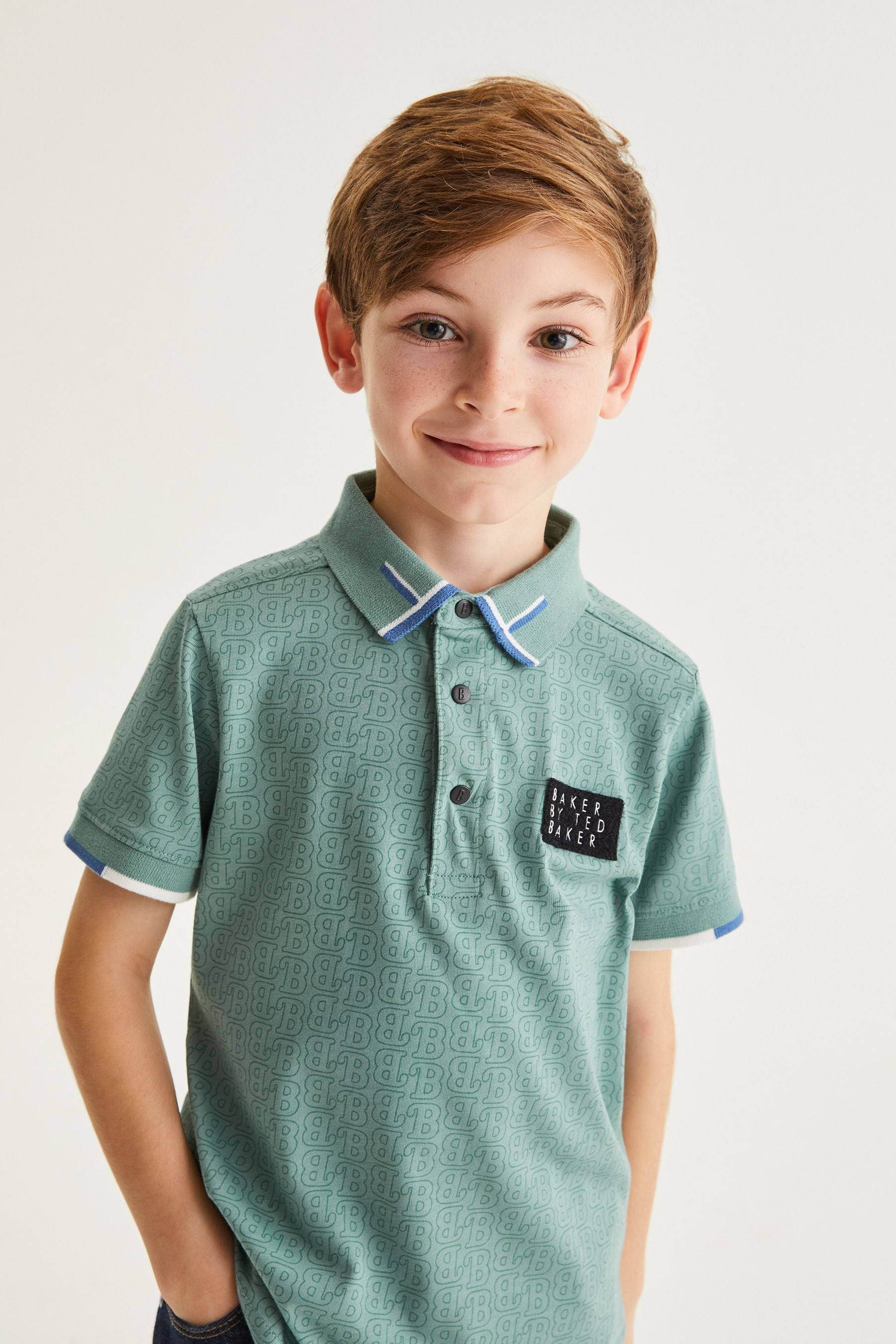 Baker by Ted Baker Green Printed Polo Shirt