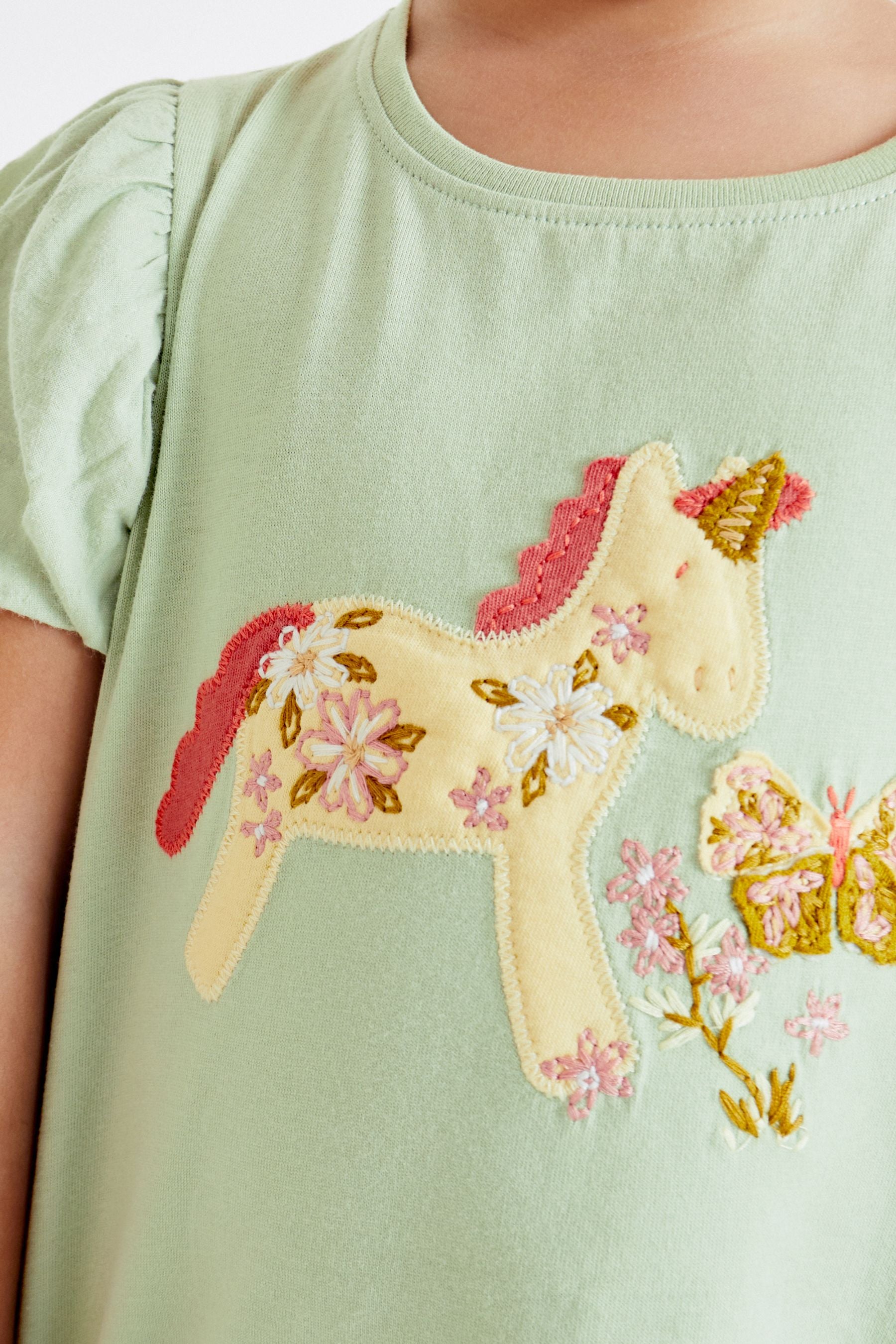 Sage Green Unicorn Short Sleeve Cotton T-Shirt (3mths-7yrs)