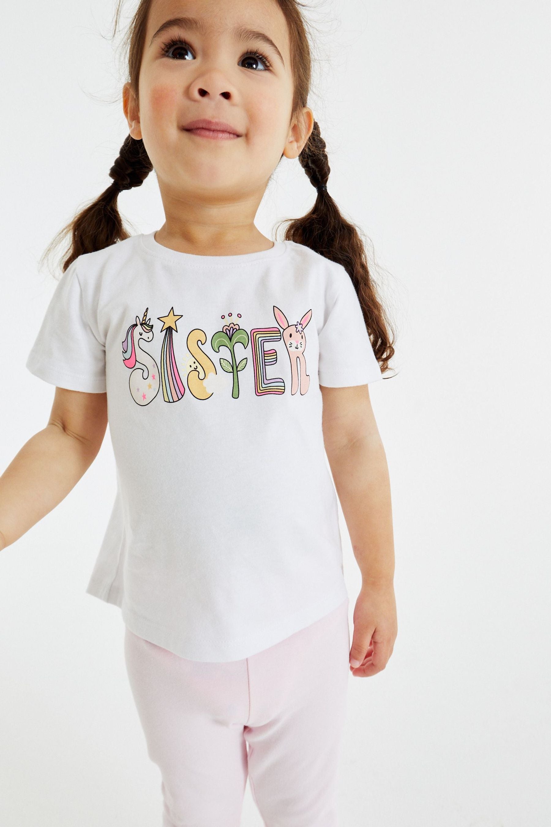 White Sister Short Sleeve Cotton Sister T-Shirt (3mths-7yrs)