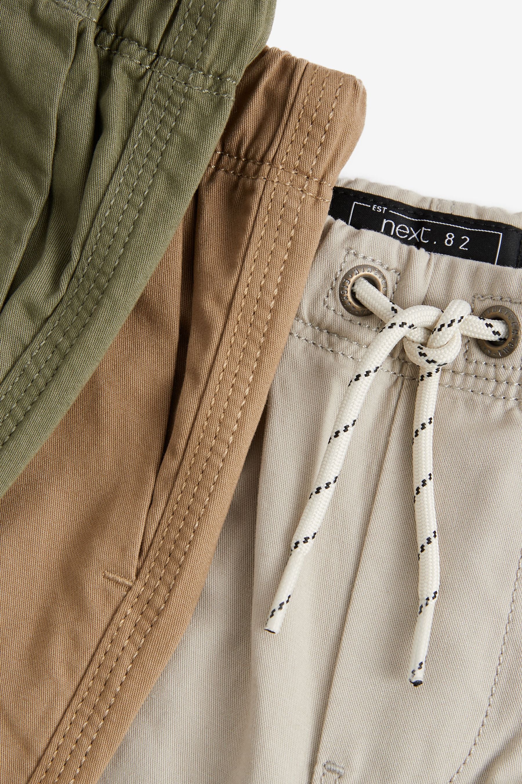 Khaki Green/Tan Brown 3 Pack Pull-On Shorts (3-16yrs)