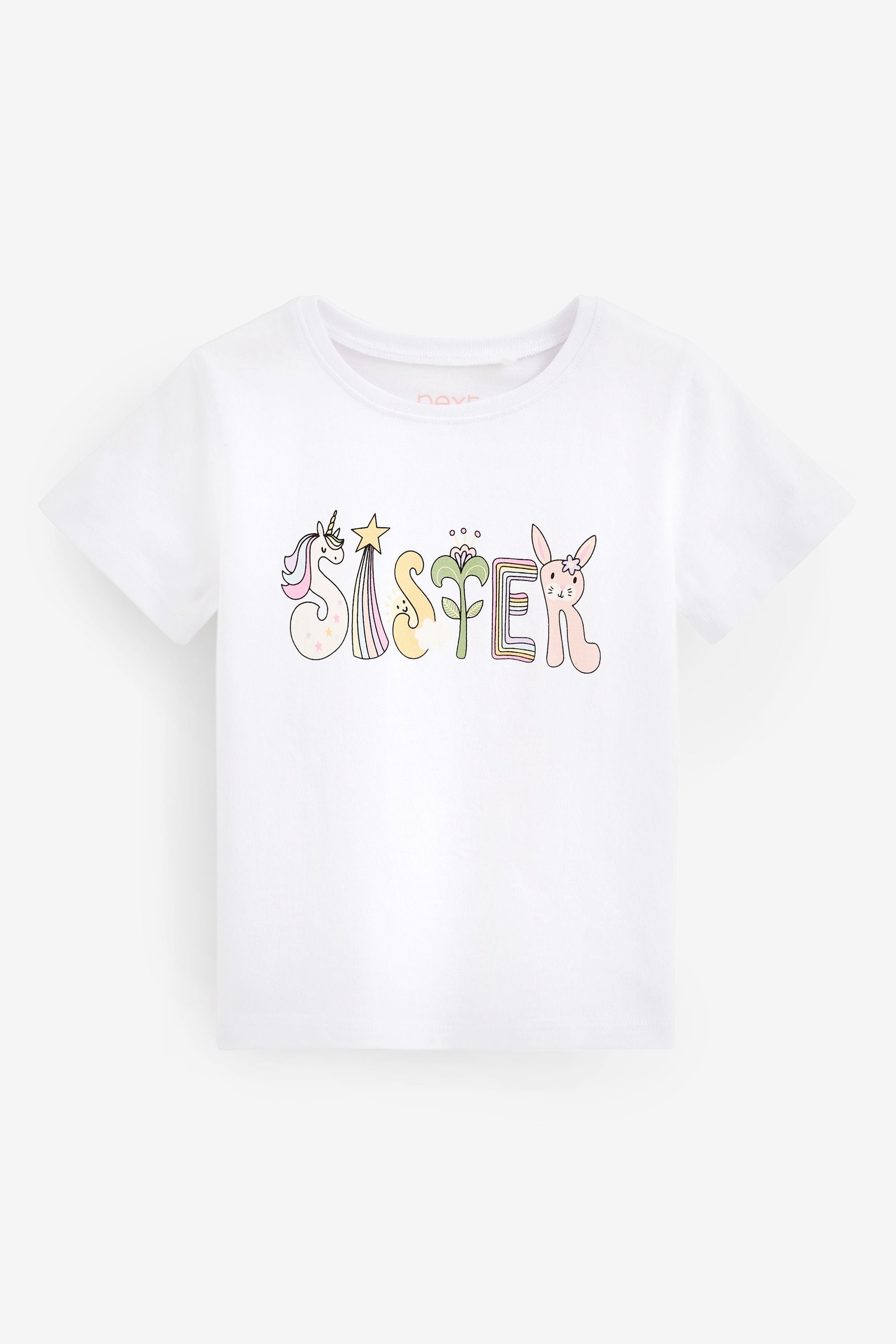 White Sister Short Sleeve Cotton Sister T-Shirt (3mths-7yrs)