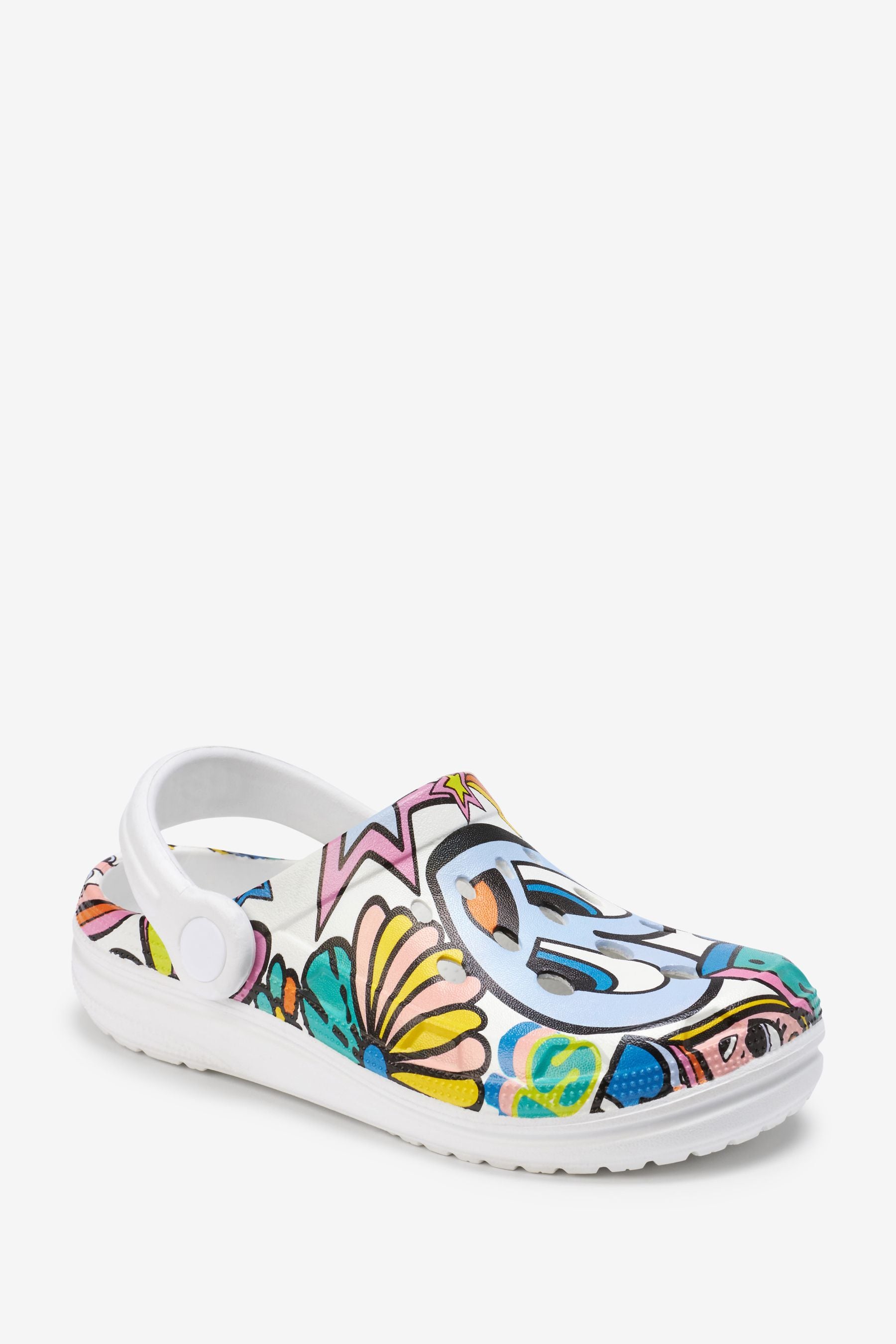 Bright Rainbow Character Print Clogs