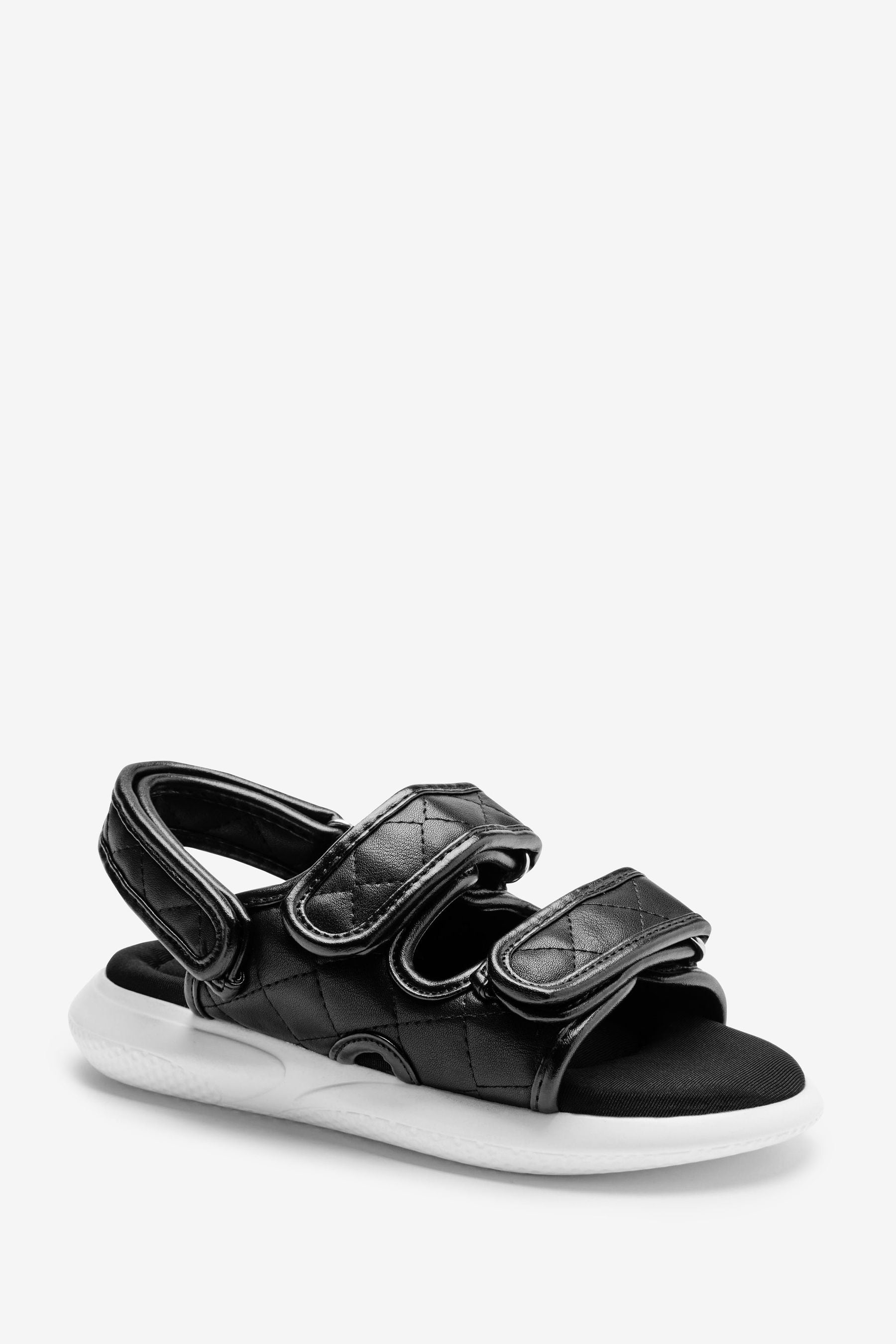 Black Quilted Memory Foam Sporty Sandals