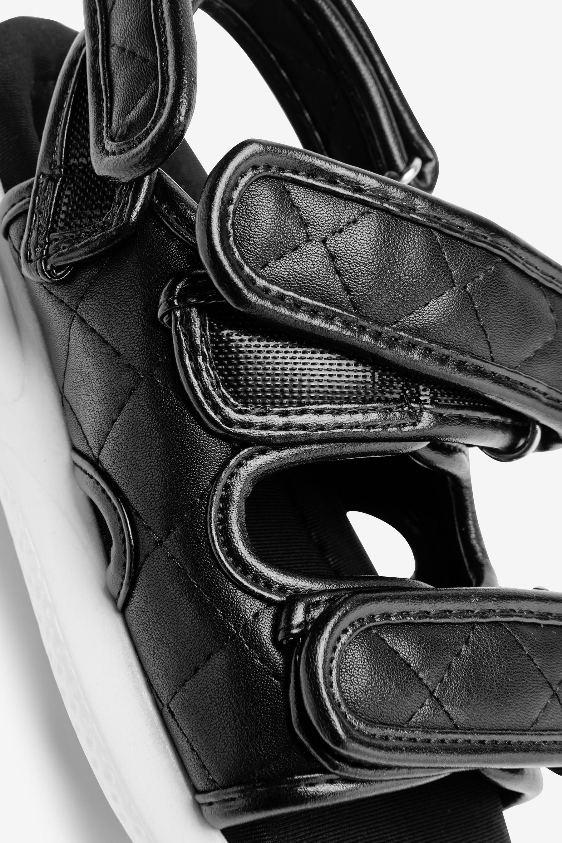 Black Quilted Memory Foam Sporty Sandals