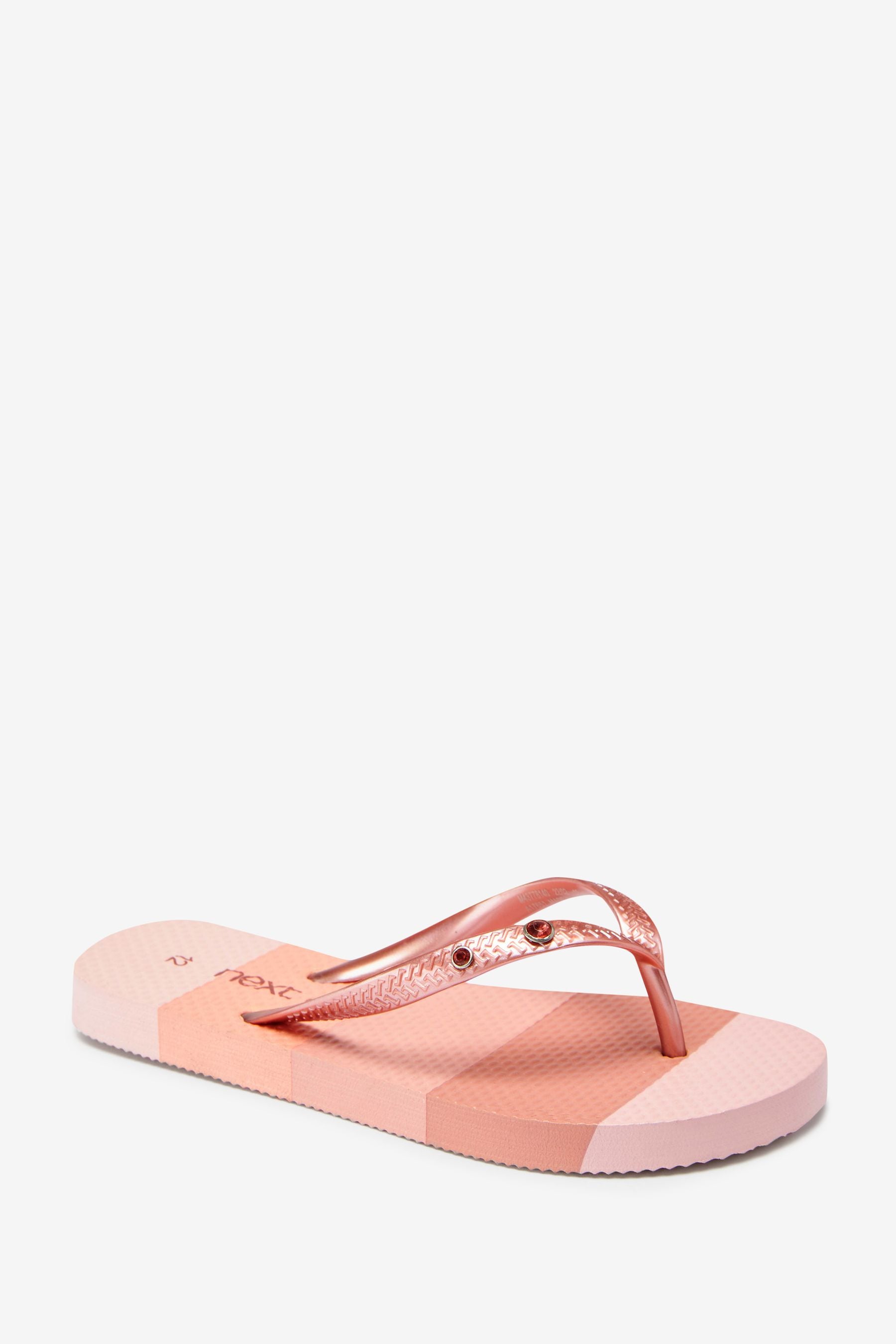 Rose Gold Pink Flip Flops