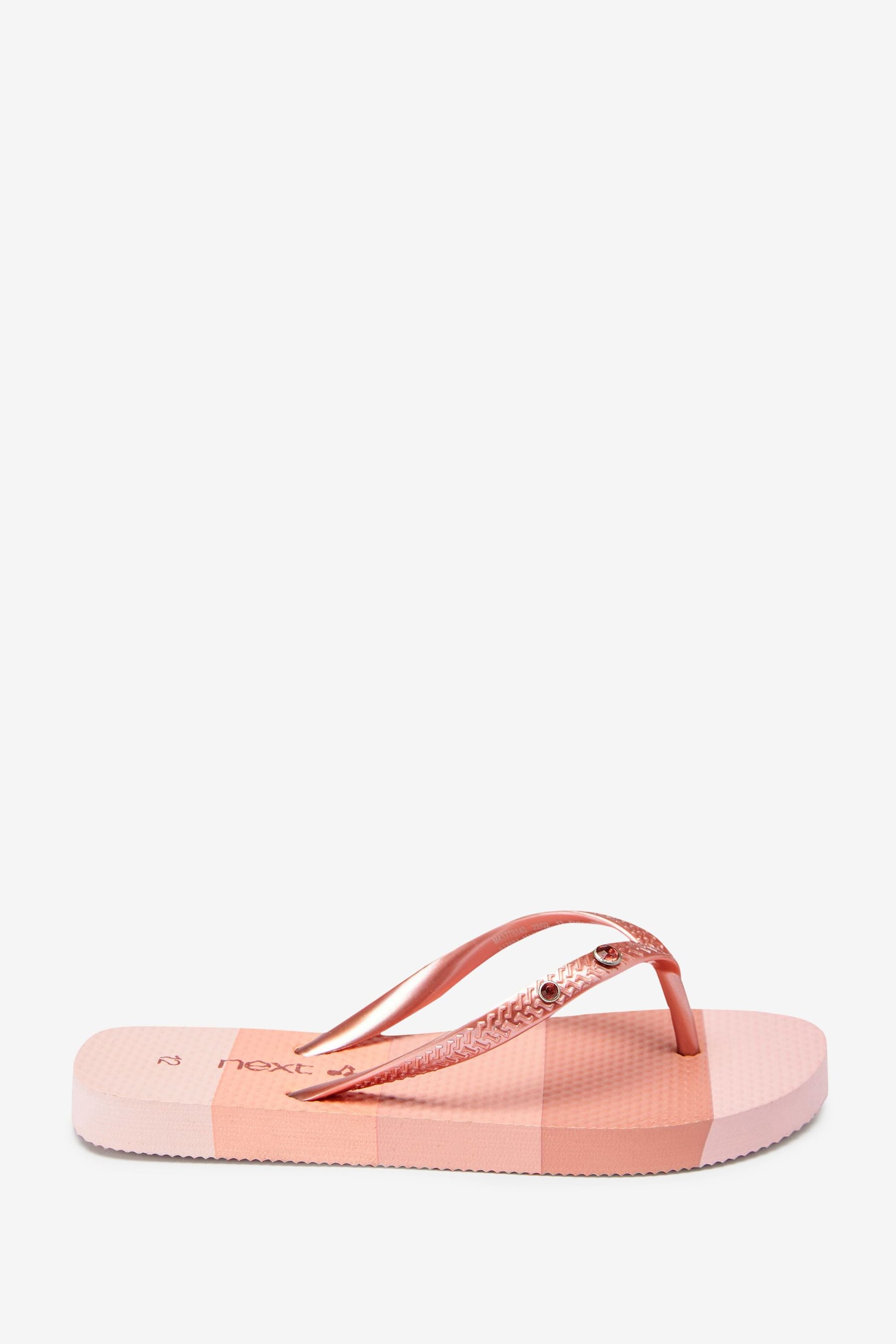 Rose Gold Pink Flip Flops